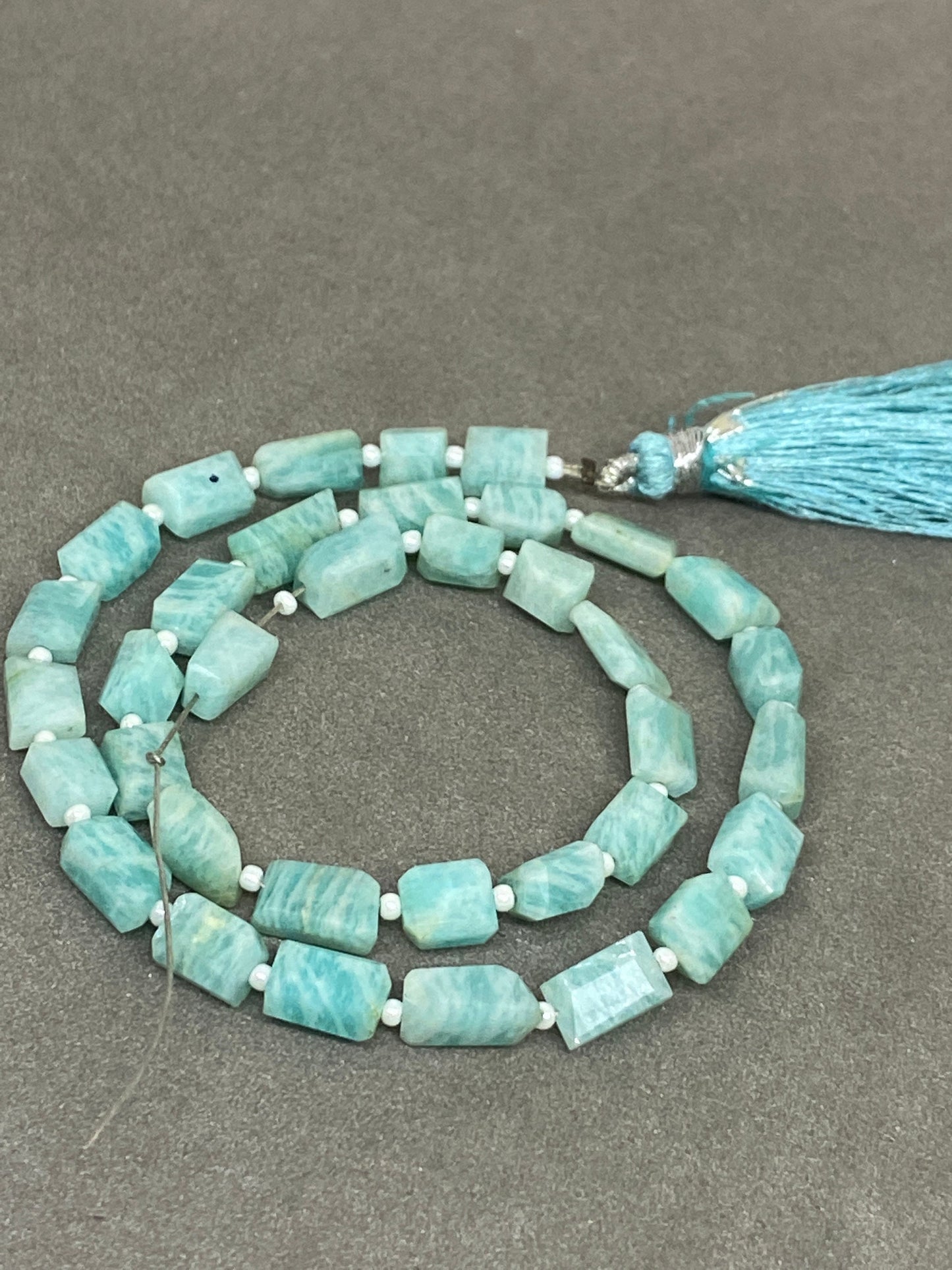 Natural Amazonite faceted geometric nuggets strand 13.5 inches size 6mm-10x5mm Faceted amazonite nuggets tumble