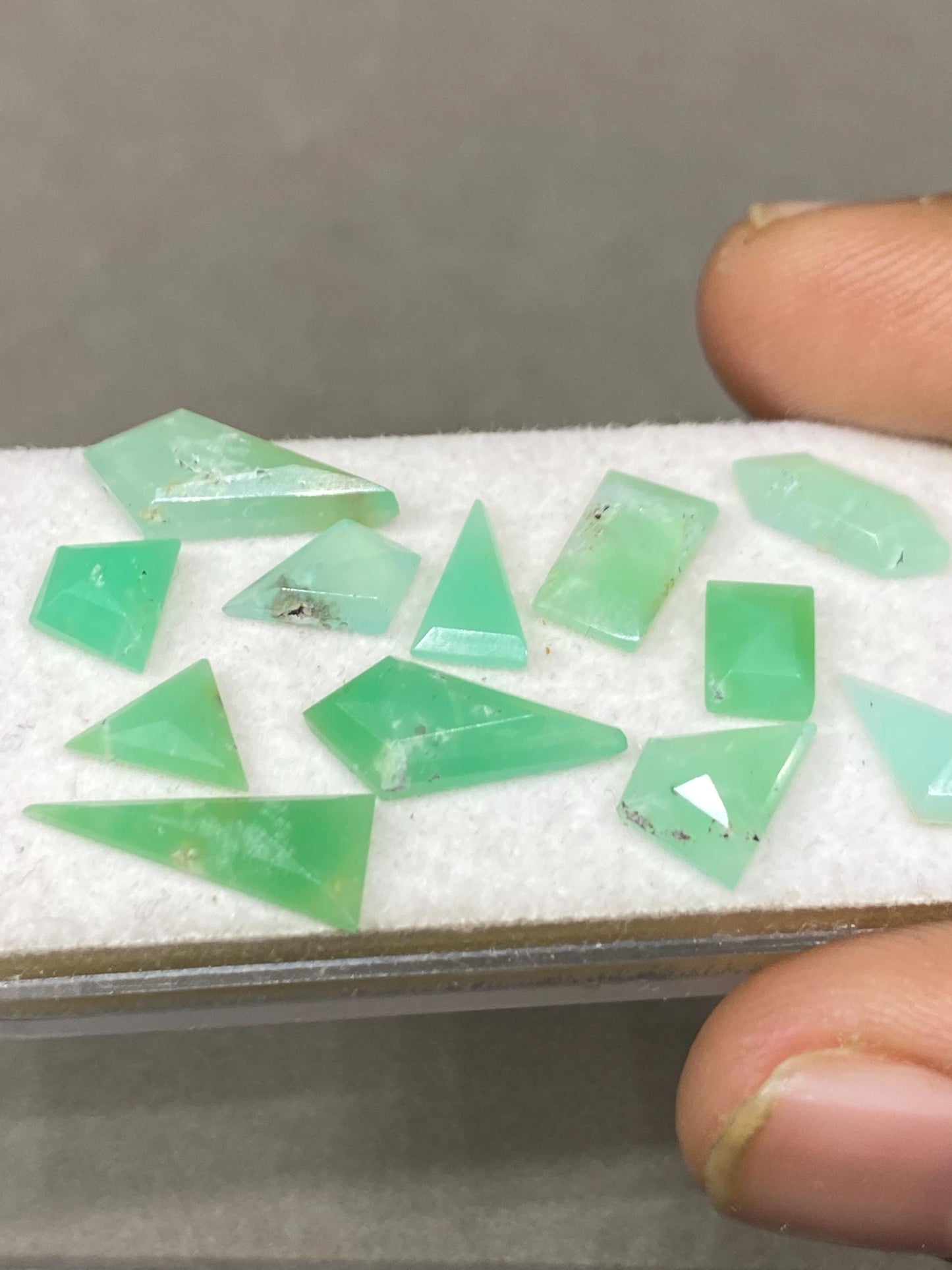 Dazzling chrysoprase  Geometric stepcut wholesale lot Pcs 12 weight 13.25 carats size 8mm-16x7mm  chrysoprase stepcut