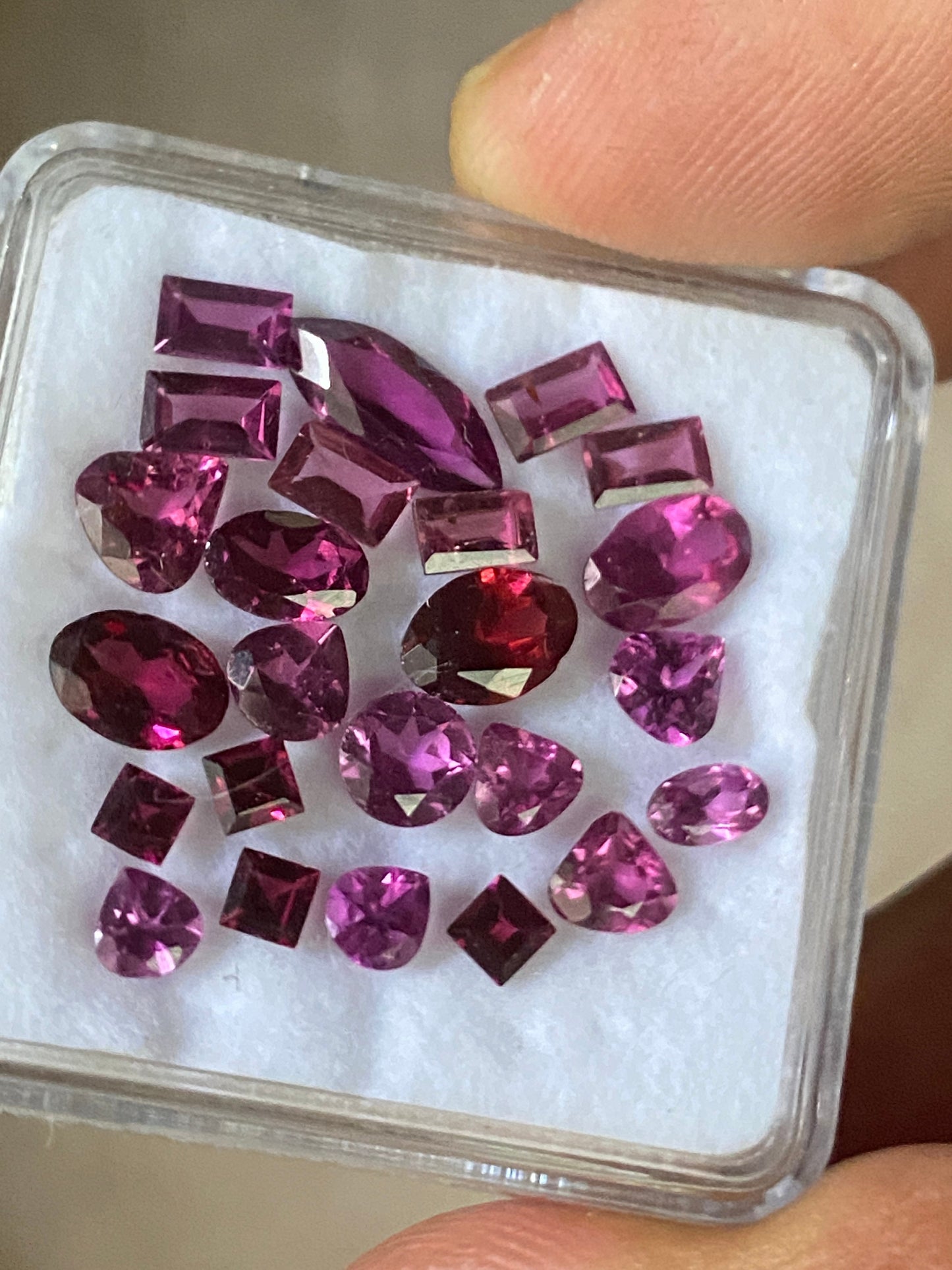 Beautiful Rhodolite garnet mix shape cutstones oval square marquees aaa quality wt 10.92 cts pcs 24 size 2.9mm-10x4.6mm Rhodolite garnet