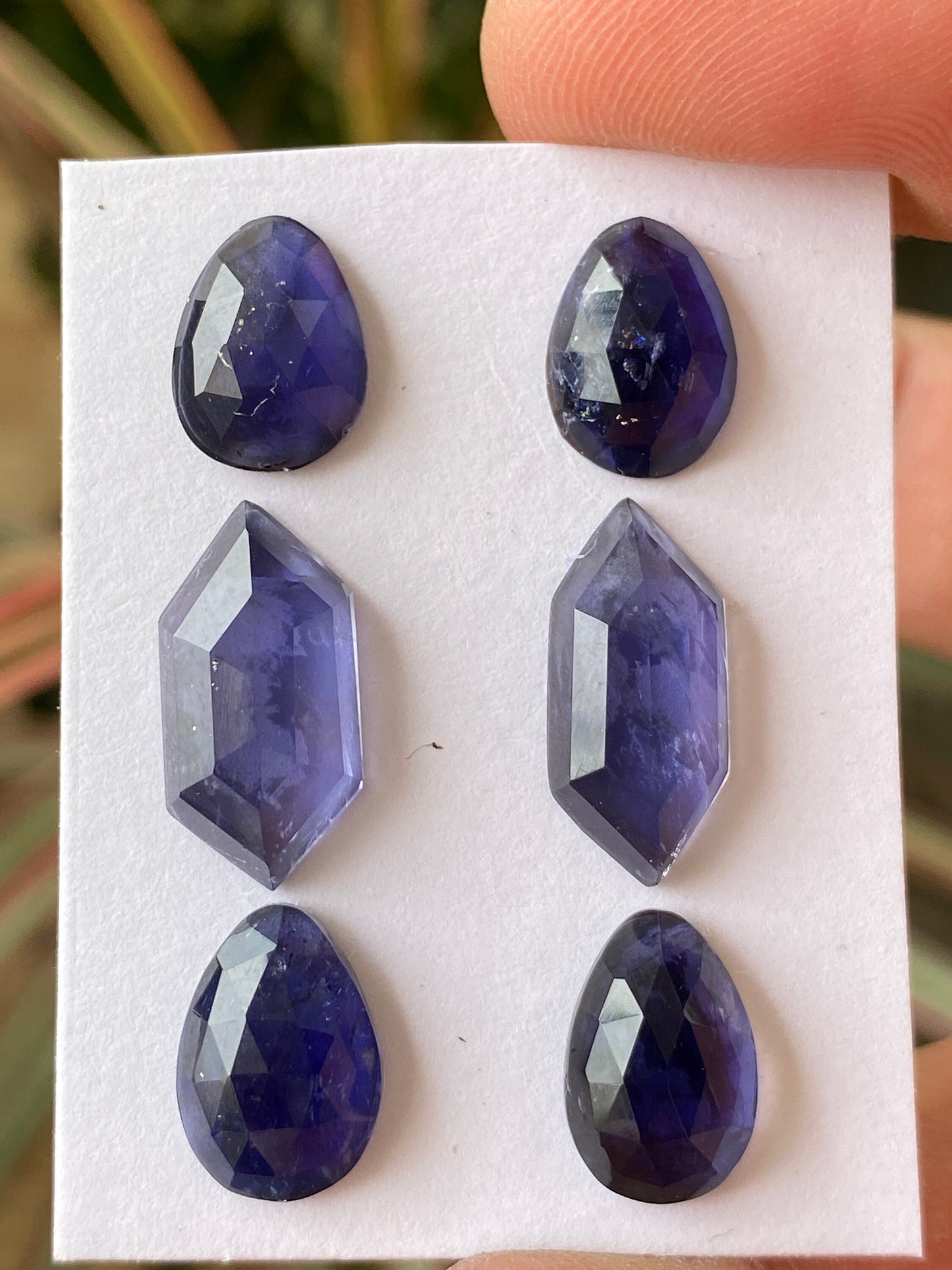 Gorgeous AAA quality Iolite hexagon step cuts Iolite rosecuts earring weight 18 pcs 6 size 10x8.5mm-17x8mm Iolite stepcut hexagon