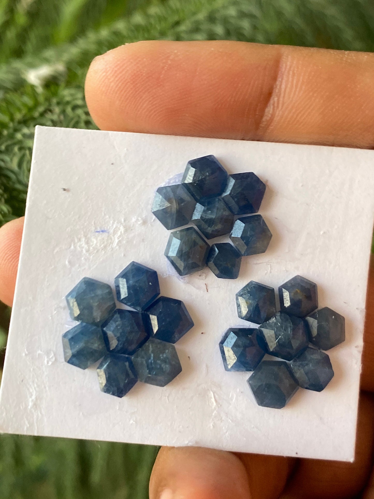 Cute Rare blue sapphire hexagon step cuts  wt 29 cts  pcs 21 size 5.5mm-6.5mm blue sapphire stepcut hexagon flatbacks