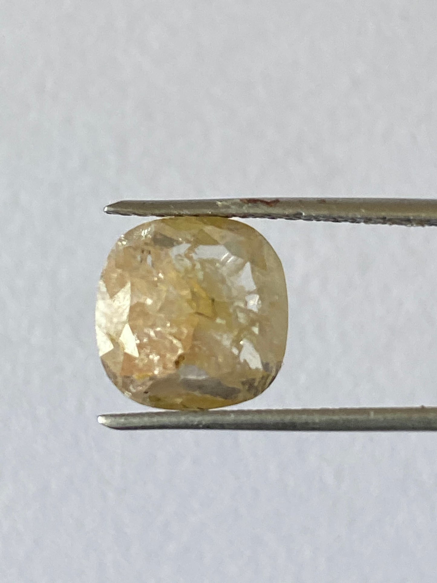 Rare yellow fancy diamond cushion rosecut size 9mm weight 3 carats beautiful bicolor yellow diamond rosecut