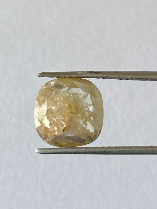 Rare yellow fancy diamond cushion rosecut size 9mm weight 3 carats beautiful bicolor yellow diamond rosecut