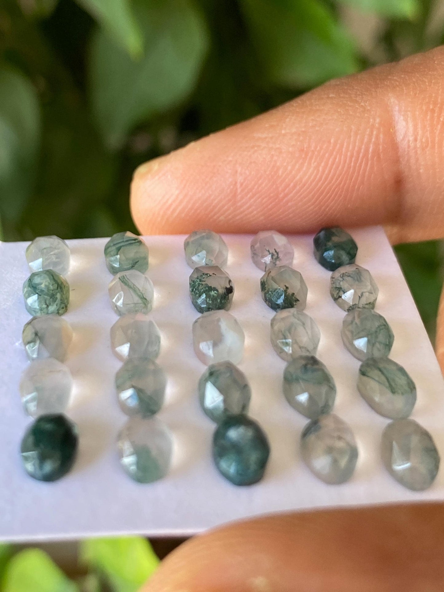 Moss agate Oval faceted rosecut wholesale lot weight 12.50 carats pcs 25 size 5x4mm-6x4mm moss agate oval rosecut stones