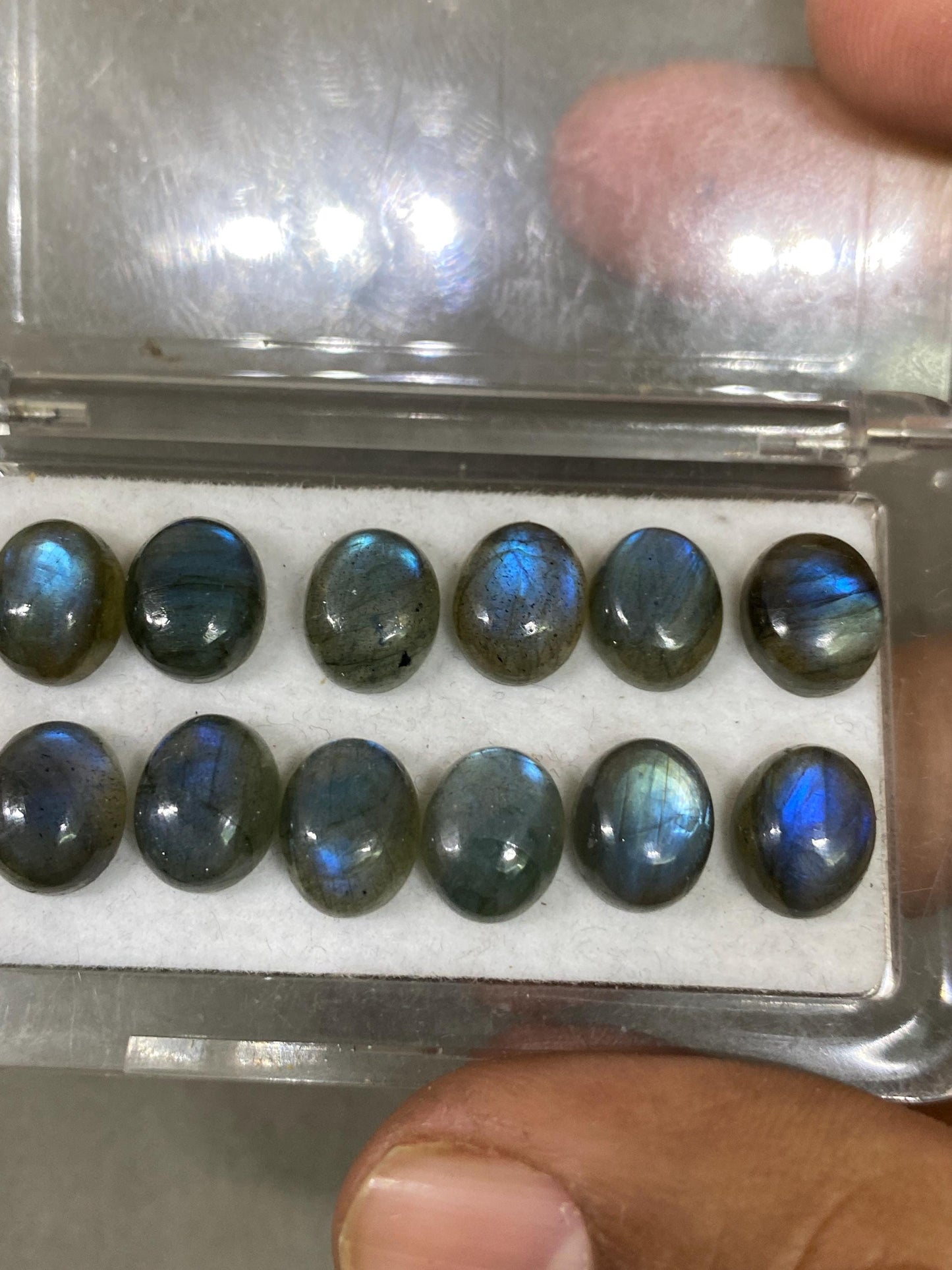 Labradorite blue fire oval Cabochons Good Quality  flashy size  10x8mm wt 35.20 carats pcs 12 labradorite cabochons