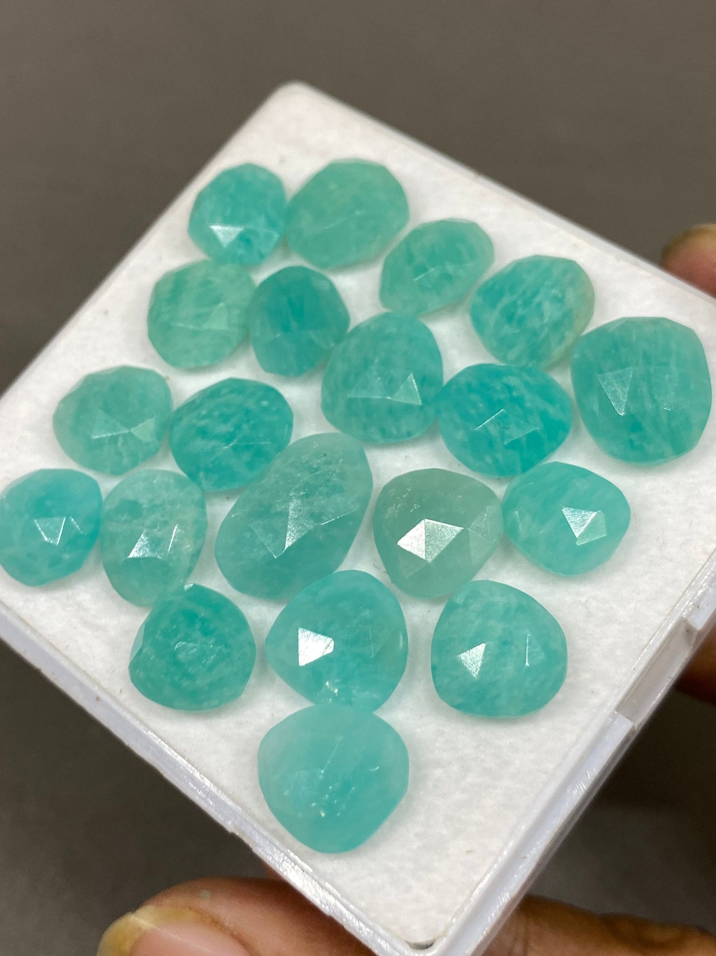 Fancy amazonite rosecut flats good quality weight 72 carats size 9.8x8.8mm-16x11.5mm pcs 20 rosecut amazonite fancy shape