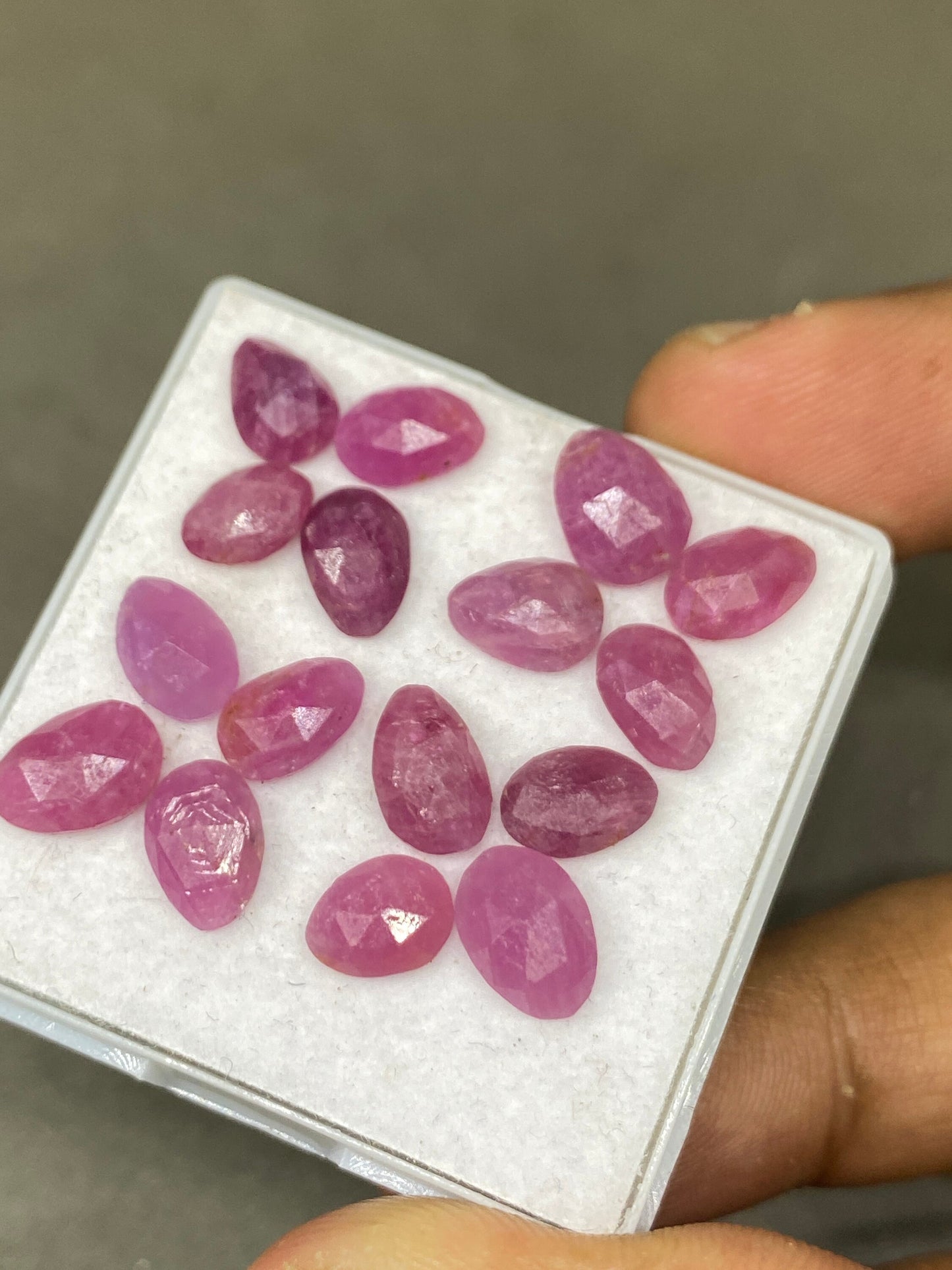 Enchanting very rare ruby pink sapphire rosecut lot pear oval pcs 16 wt 23 cts size 7.6x5.2-9x6mm unheated untreated mozambique ruby rosecut