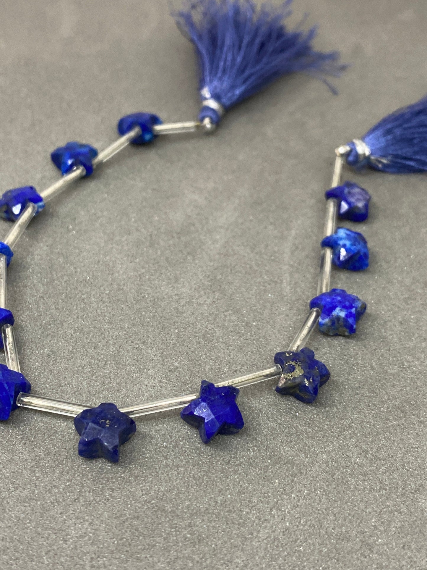 Stunning rare lapis lazuli faceted star shape briolette strand length 8 inches wt 39 cts approx size 10mm approx lapis lazuli star briolette