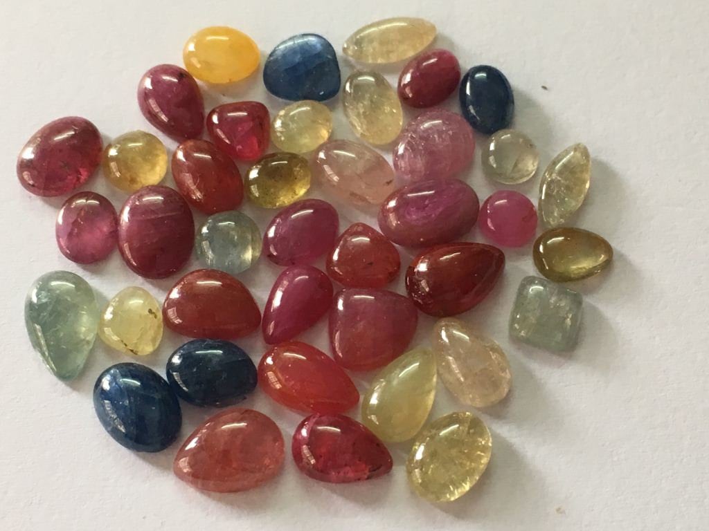 Colorful rare fine quality umba sapphire natural unheated untreated sapphire flat cabochons wt 56.80 carats pcs 41  natural sapphire