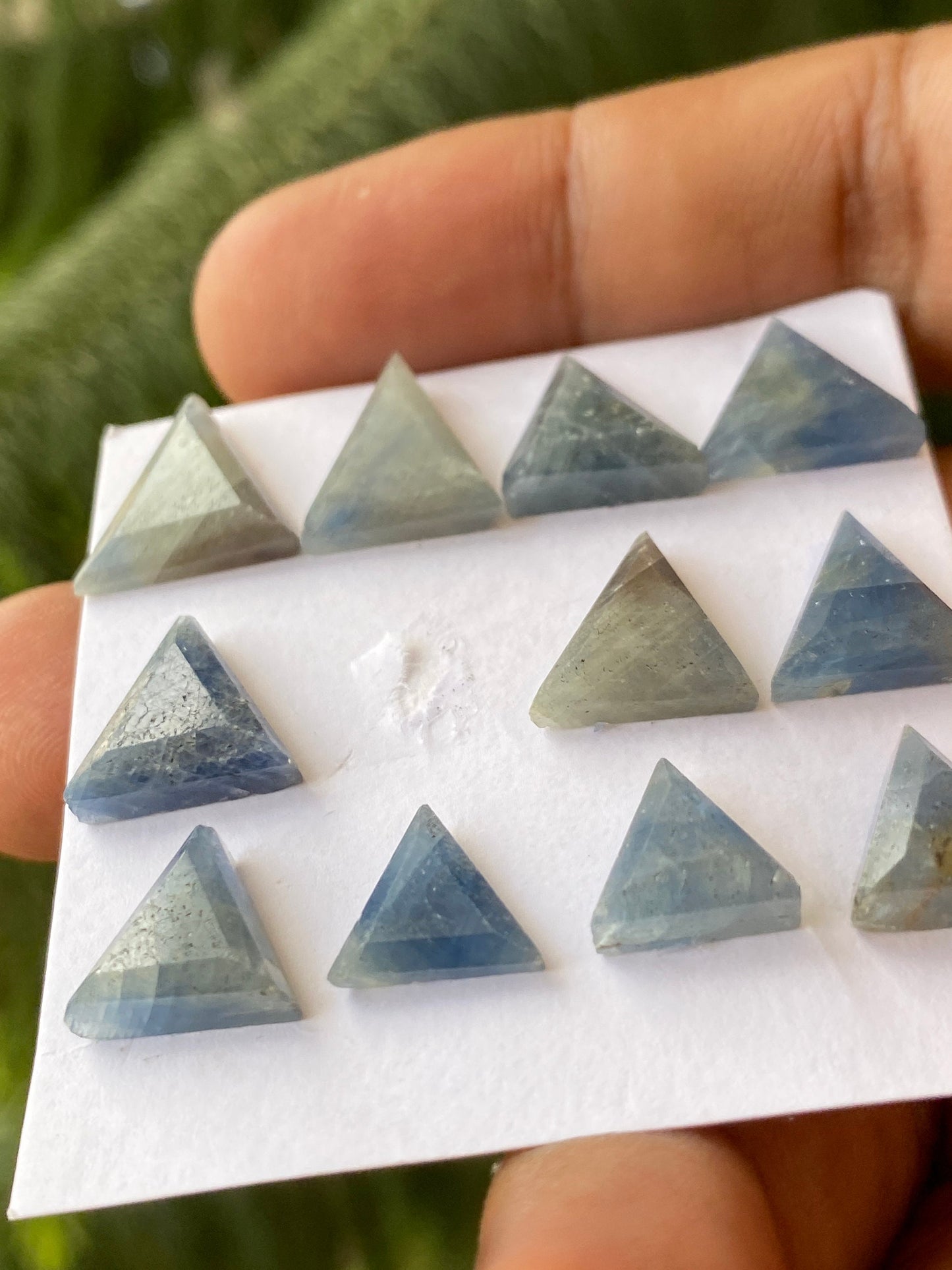 Natural rare  blue sapphire  Triangles geometric design stepcut flats weight 52 carats pcs 11 size 9mm-14x13mm blue sapphire triangles