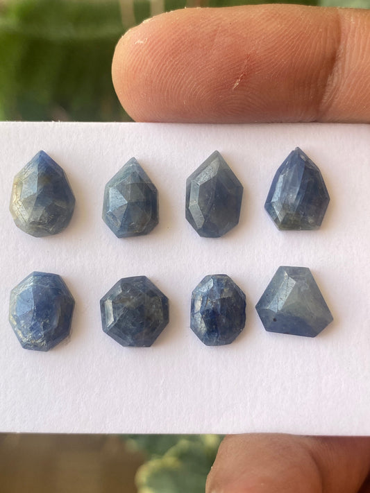 Beautiful Rare blue sapphire geometric quad pent step cut wt 26 cts pcs 8 size 9x7-11x8mm blue sapphire stepcut hexagon geometric  flatback