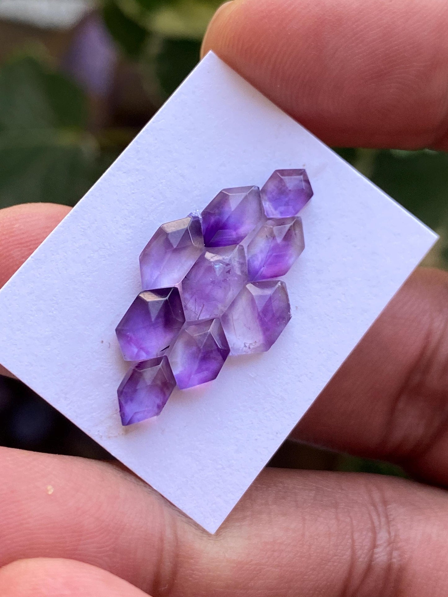 Stunning amethyst hexagon stepcut gems weight 7.80 carats pcs 9 small size 6x4-7x5mm amethyst hexagon stepcut gems