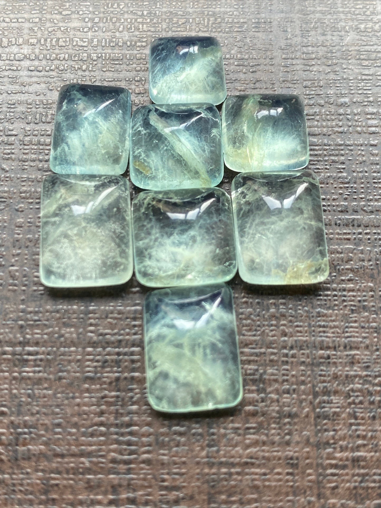 Rare sea green fluorite sugar loaf cabochons wholesale lot wt  cts pcs 8 size  green fluorite  sugarloaf cabochons