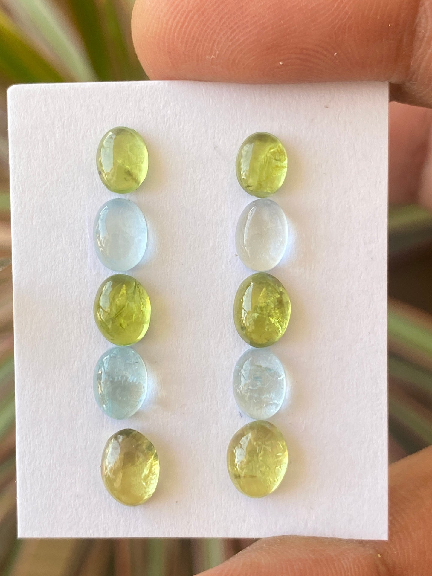 Dazzling rare Aquamarine peridot Fine quality cabochons earring supply  pcs 10 wt 11 carats Size 6.4x5mm-7.7x5.7mm aquamarine cabochons flat