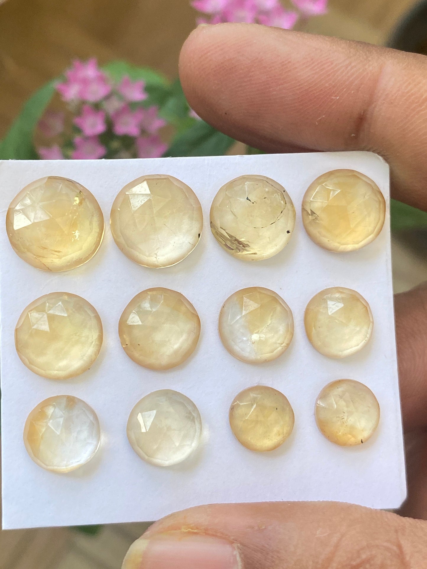 Dazzling rare Citrine rosecut round shape wholesale lot  natural citrine round rosecut flatback pcs 12 weight 41 carats citrine round