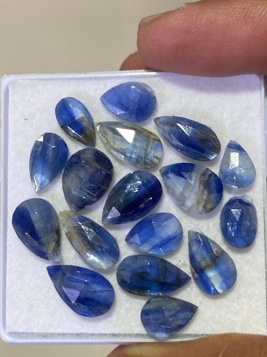 Mesmerising rare blue Kyanite rosecut pear flats fine quality  wt 39 carats pcs 17 size 8x6-13x7mm good quality rosecut kyanite