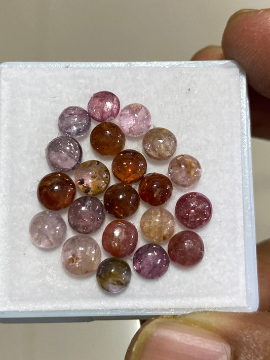 Cute rare Burma mines spinel round shape cabochons smooth weight 17.5 carats size 5mm-6mm pcs 21 spinel round cabochons