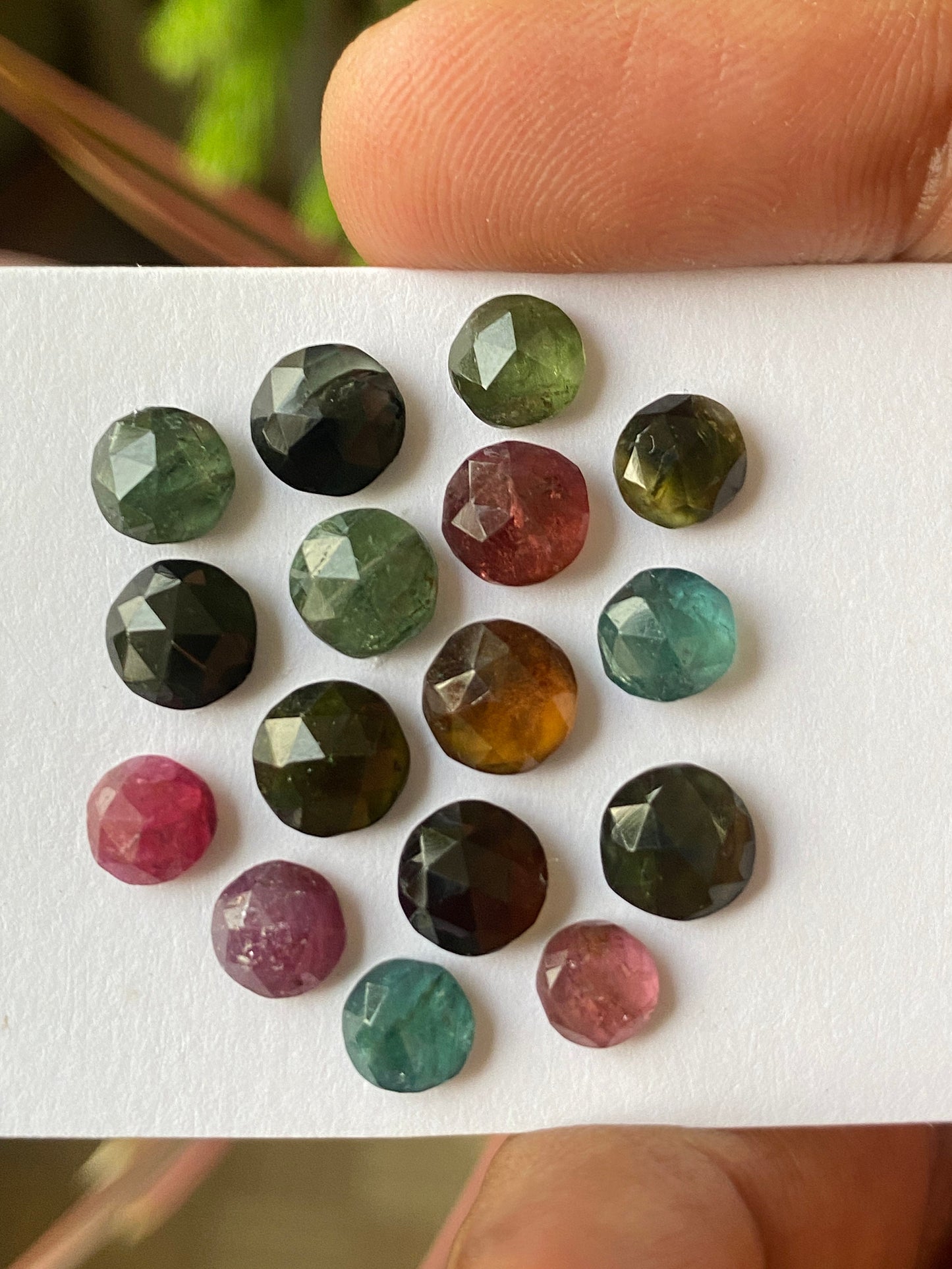 Fascinating multi tourmaline Rosecuts round wt 19 carats size 5.5mm-7mm Pcs 16 rosecut multi tourmaline lot