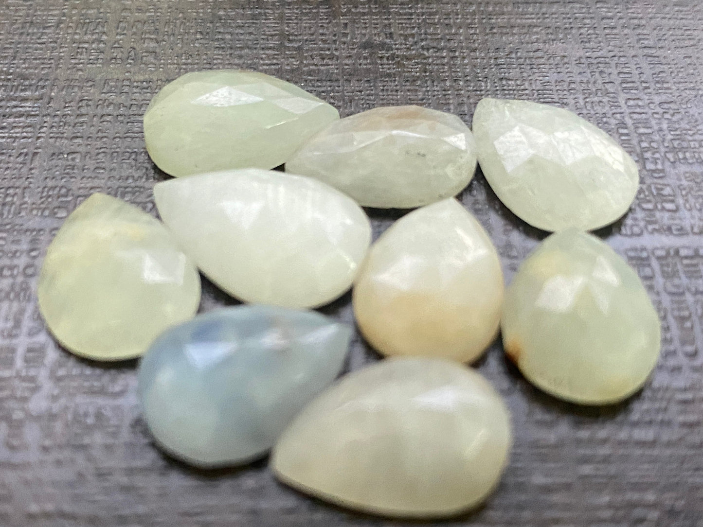 Stunning very rare white sapphire pear rosecuts 13x9-16x11mm wt 48 pcs 9 white sapphire pear shape rosecuts