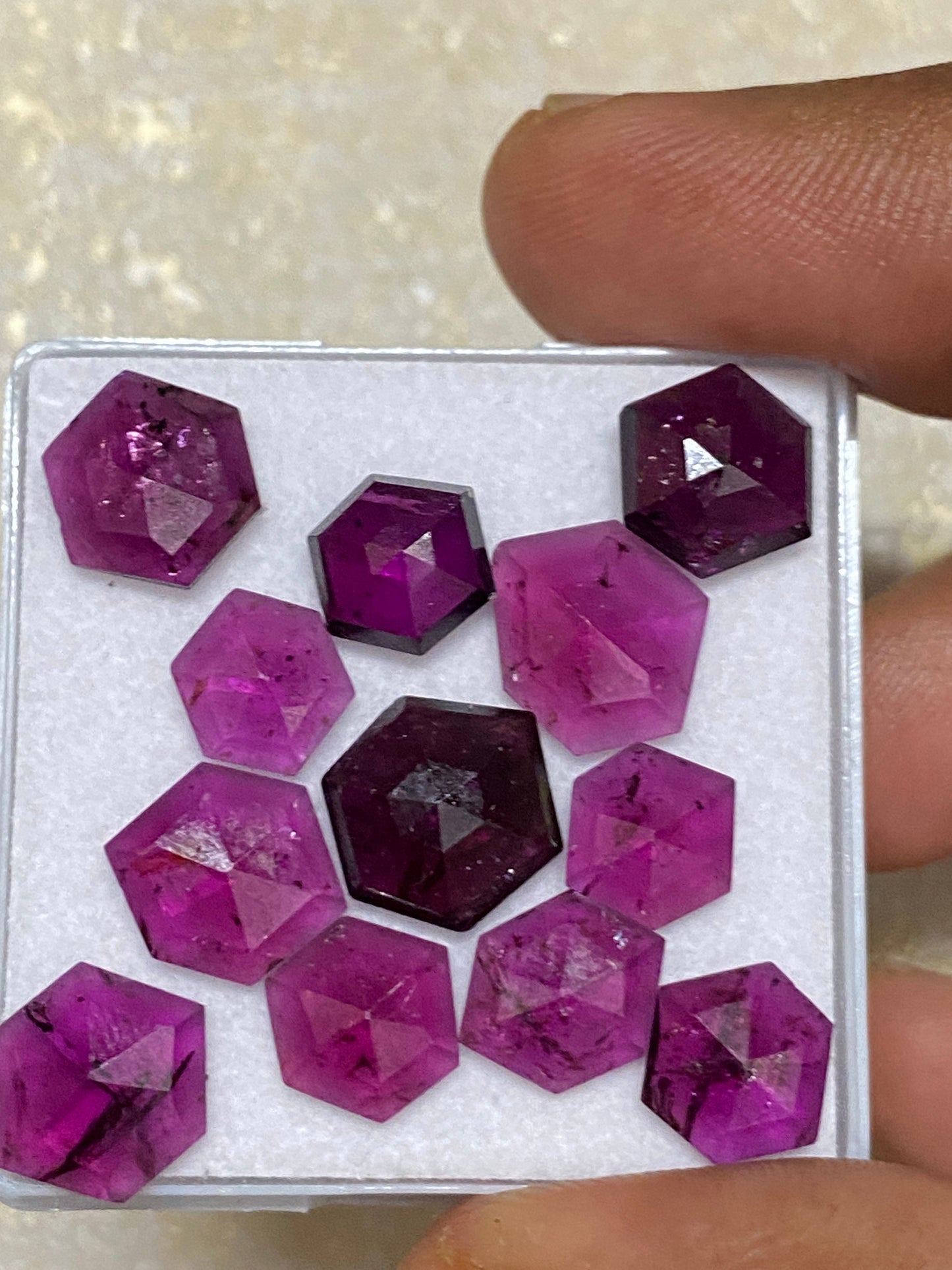 very rare Rhodolite pink garnet hexagon step cut aaa quality Kenya mines wt 37 cts pcs 12 garnet 9x7-11mm Rhodolite hexagons