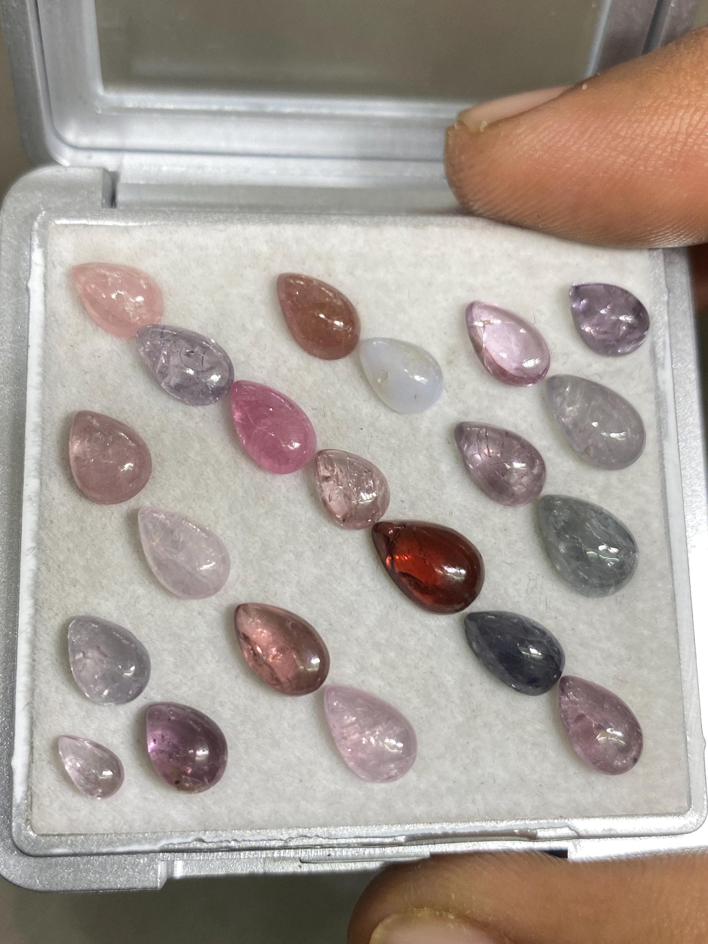 very rare burma mines multi spinel Pear cabochons lot beautiful gems pcs 21 weight 24.35 cts size 5x3mm-9x6mm spinel cabochons