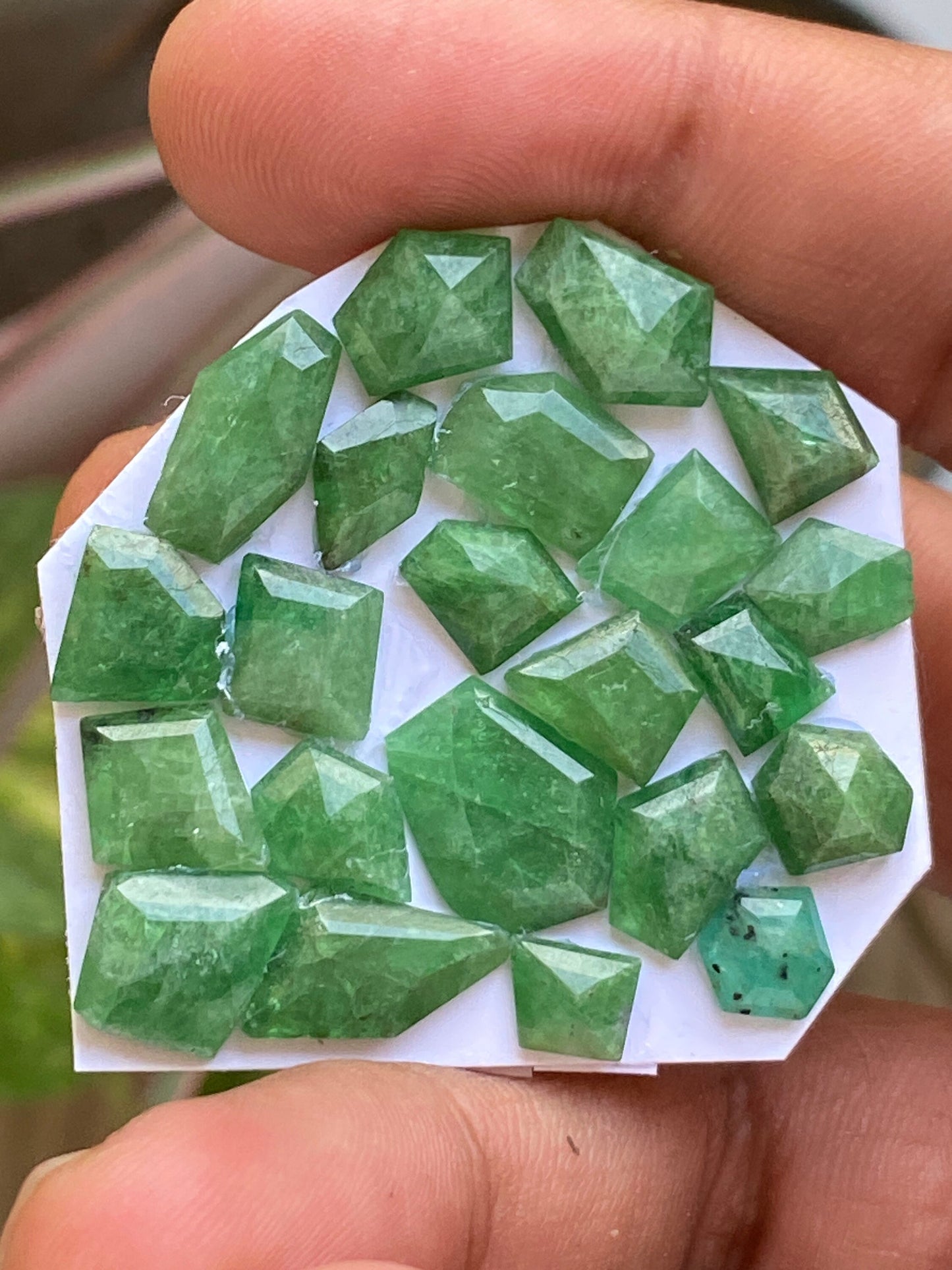 Tsavorite faceted geometric step Cut flats  Green Garnet Cuts Weight 45 carats Pcs 21 Size 7mm-14x-11mm Tsavorite flats