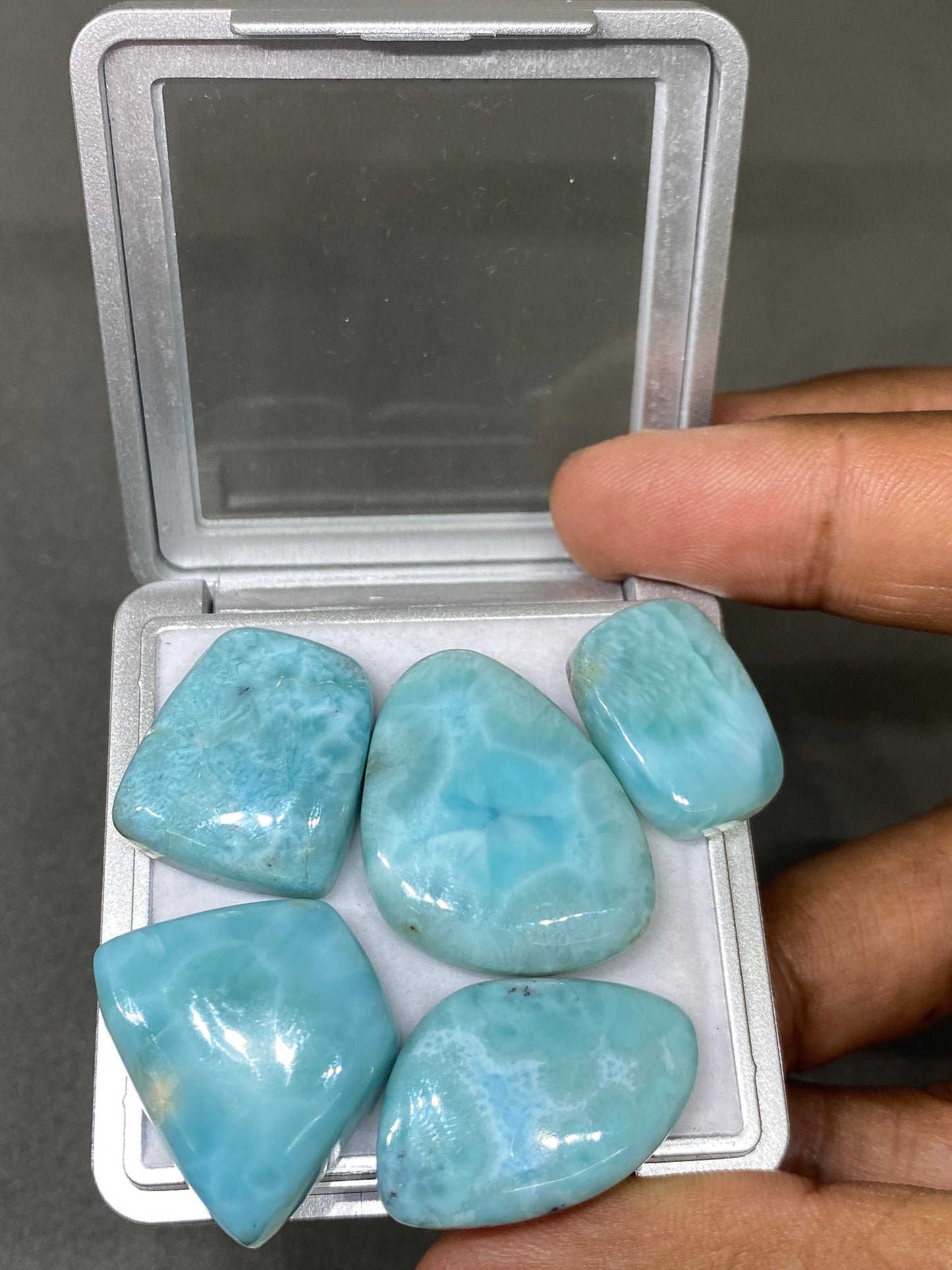 Stunning rare Smooth Larimar cabochons pcs 5 pendant supply  wt 147 carats size  21x15-29x22mm natural Larimar cabochons fancy shape