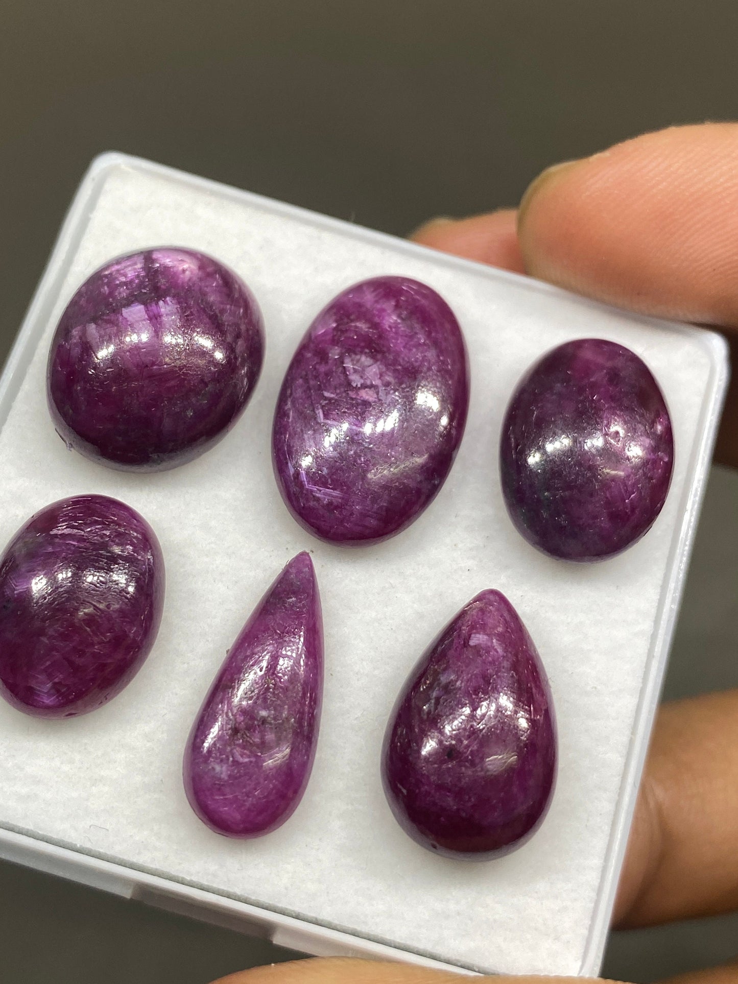 Mesmerising  Rare star sheen ruby cabochons mix oval pear shape ruby Longido mines ruby wt 67 cts pcs 6 size 15x11mm-21x13mm silky ruby cab