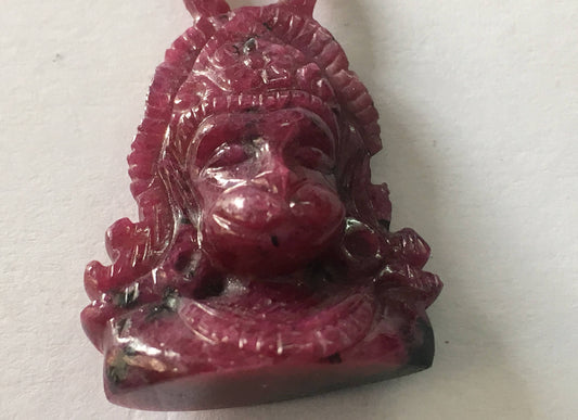 Beautiful Lord Hanuman  Carving rare ruby weight 43 carats size 36x22mm lord Hanuman carving rare ruby gem