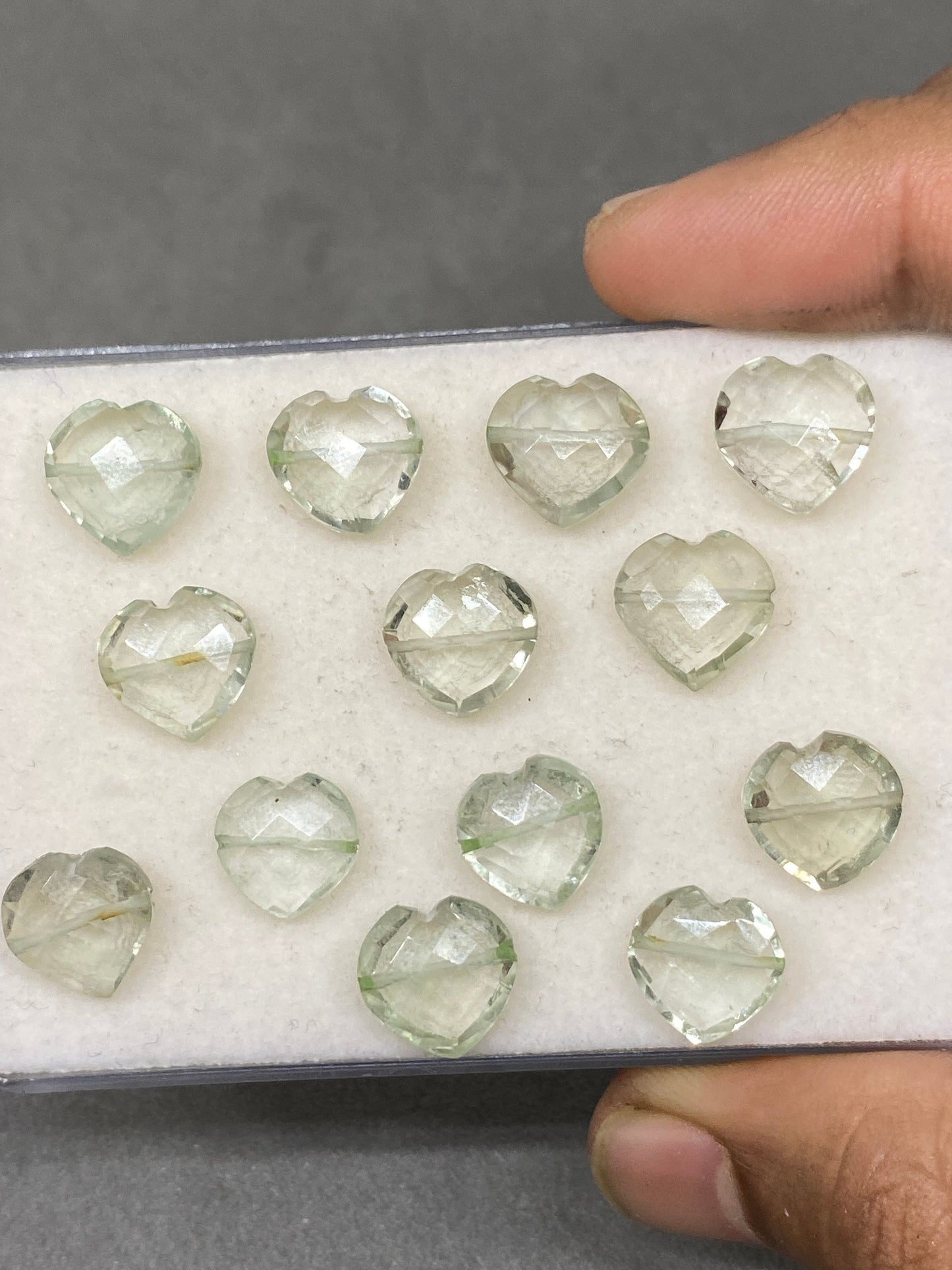 Gorgeous rare Green amethyst quartz faceted heart shape carving briolette drilled pcs 13 wt 62 cts  size 11mm-12mm amethyst heart  briolette