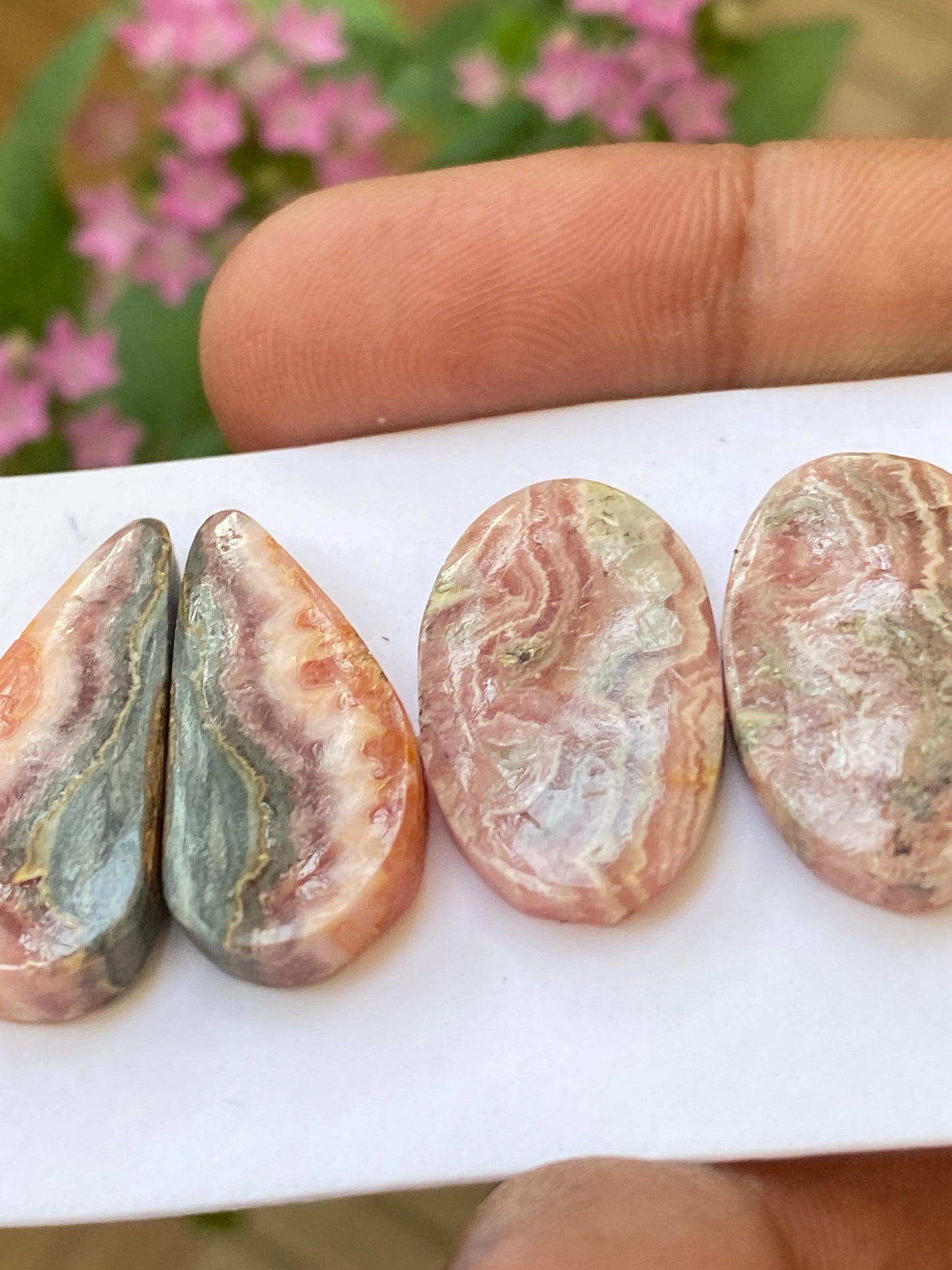 Fabulous  Rhodochrosite cabochons lot beautiful designer fine quality weight 59 carats pcs 4 size 22.5x13mm-26x11mm rhodochrosite cabochons