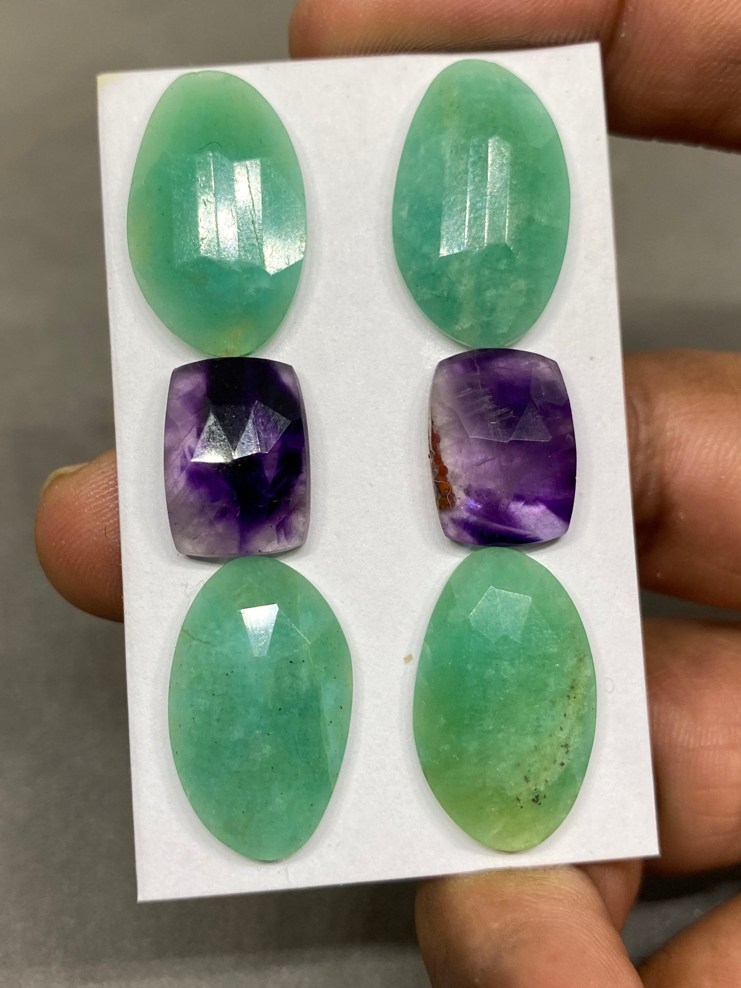 Very beautiful amazonite rosecut Ametrine flats fine quality faceted pcs 6 weight 51 carats size 16x11mm-23x14mm gemstone flats