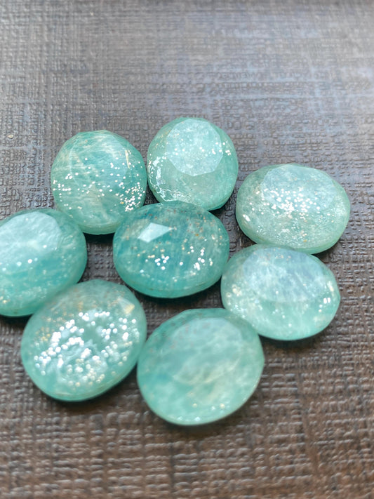 Amazonite crystal silver druzy inside  oval rosecut double pcs 8 wt 57.60 cts  size 14x12mm oval amazonite crystal faceted doublet