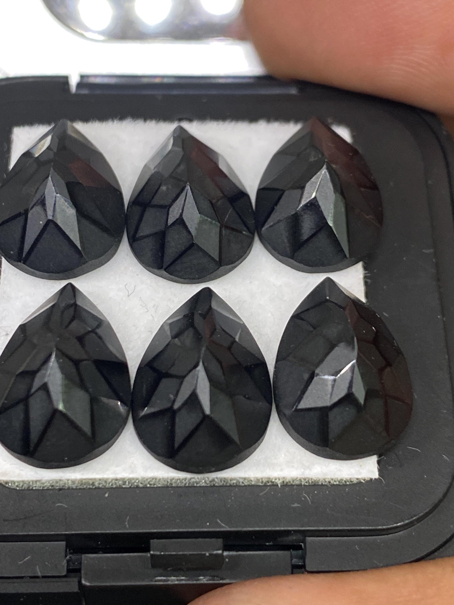 Rare Precision cut black spinel pear cut stones amazing quality pcs 6 weight 44 carats size 14x10mm black spinel cutstones