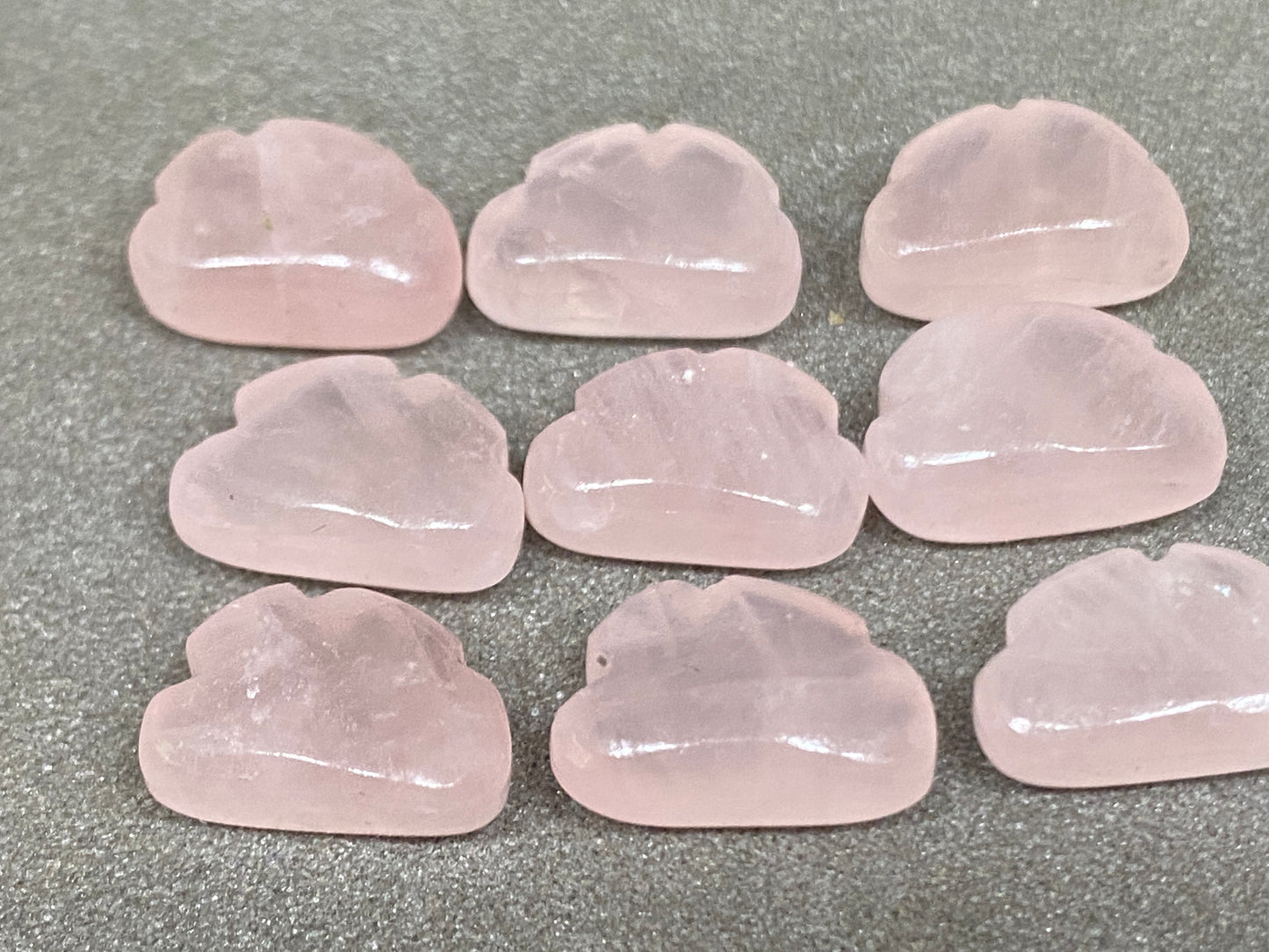 Natural Rose quartz  cloud smooth hand carved 12x8mm rose quartz clouds carving