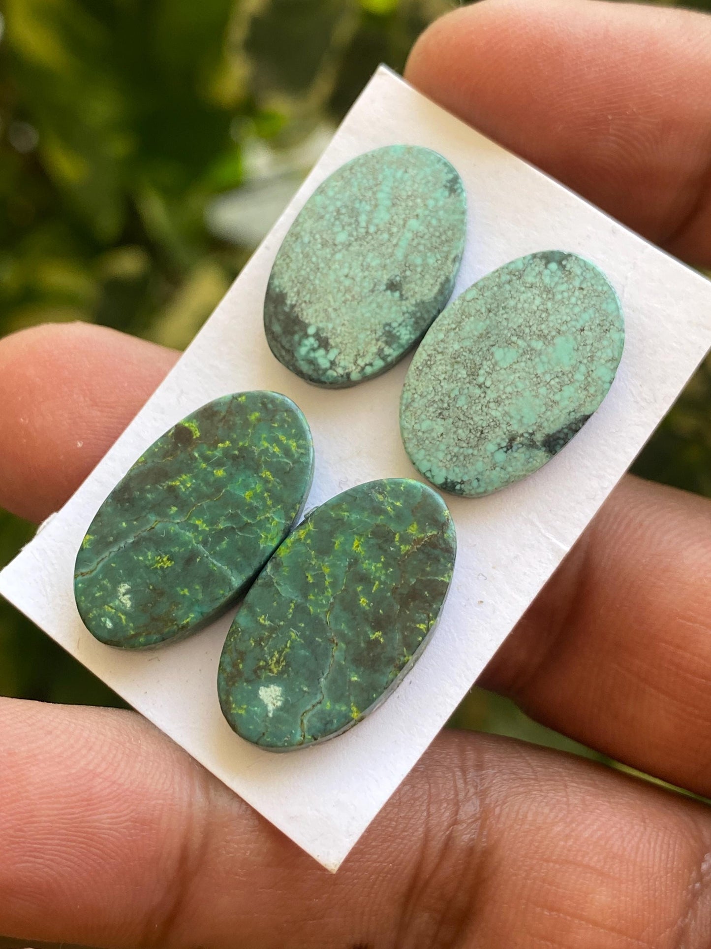 Mesmerising Turquoise cabochon pairs natural hubei mines smooth cloud mountain pcs 4 wt 38 cts big 20x14-23x13mm turquoise earrings supply