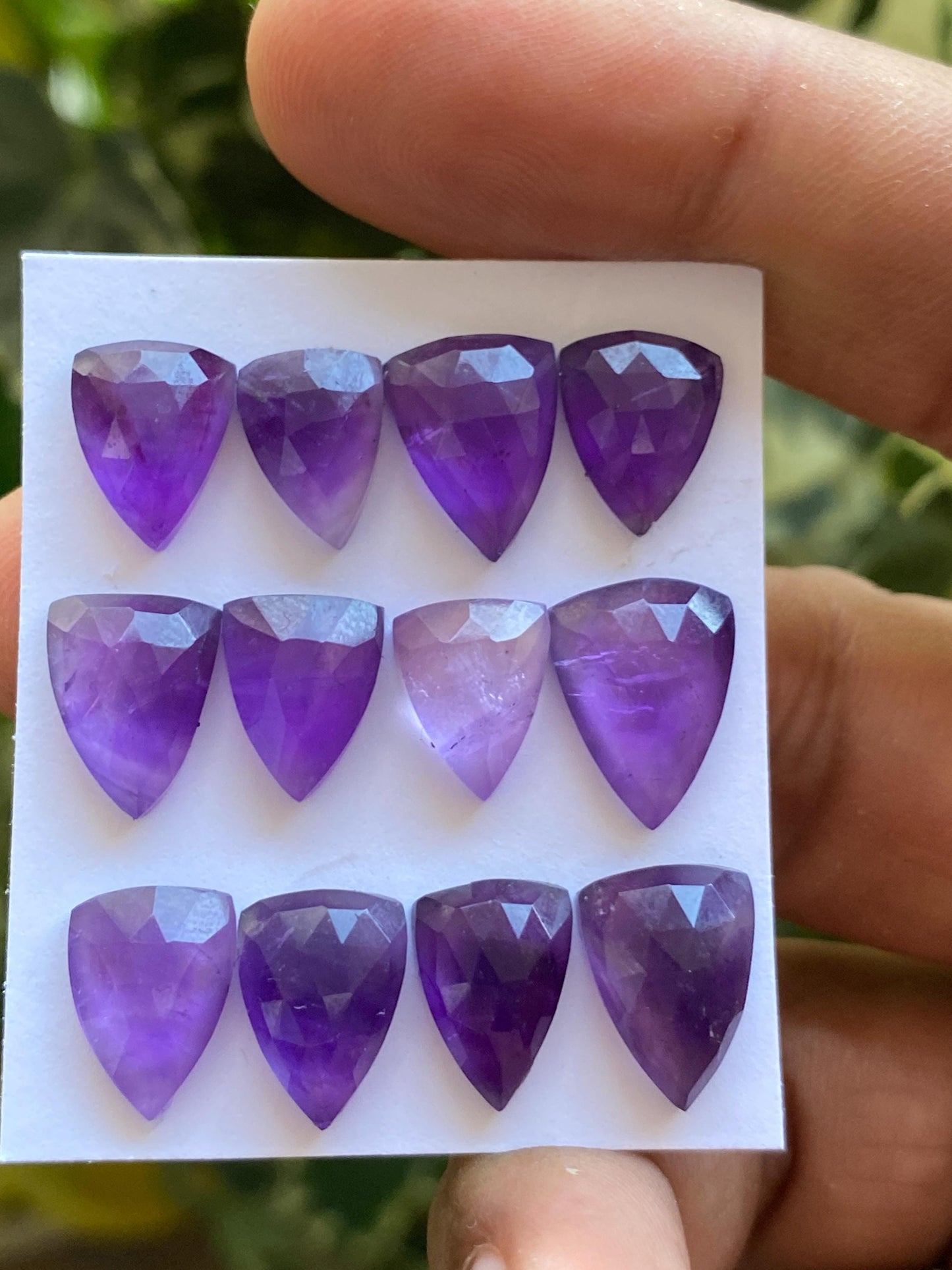 Awesome rare amethyst rosecut fancy shield shapes amethyst pendant supply weight 40.65 carats pcs 12 size 11.5x9mm-13x10mm rosecut amethyst