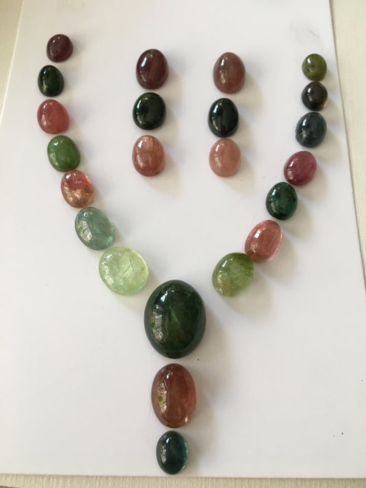 Luscious rare tourmaline oval cabochons necklace beautiful fine quality necklace tourmaline cabochon ovals