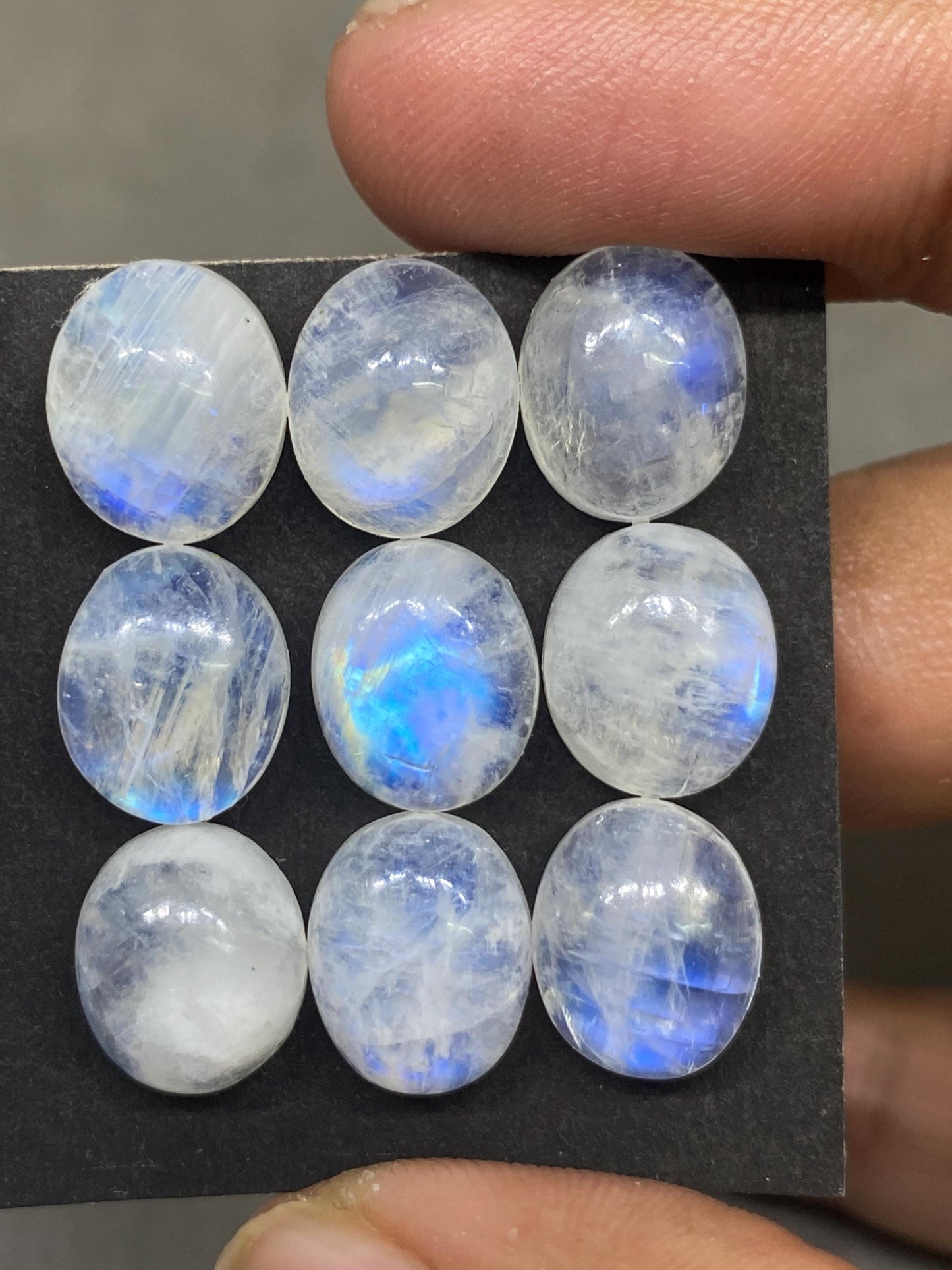 Blue fire rainbow moonstone round and oval cabochons beautiful lovely blue fire rainbow moonstone pcs 9 weight 47 cts 12x10mm