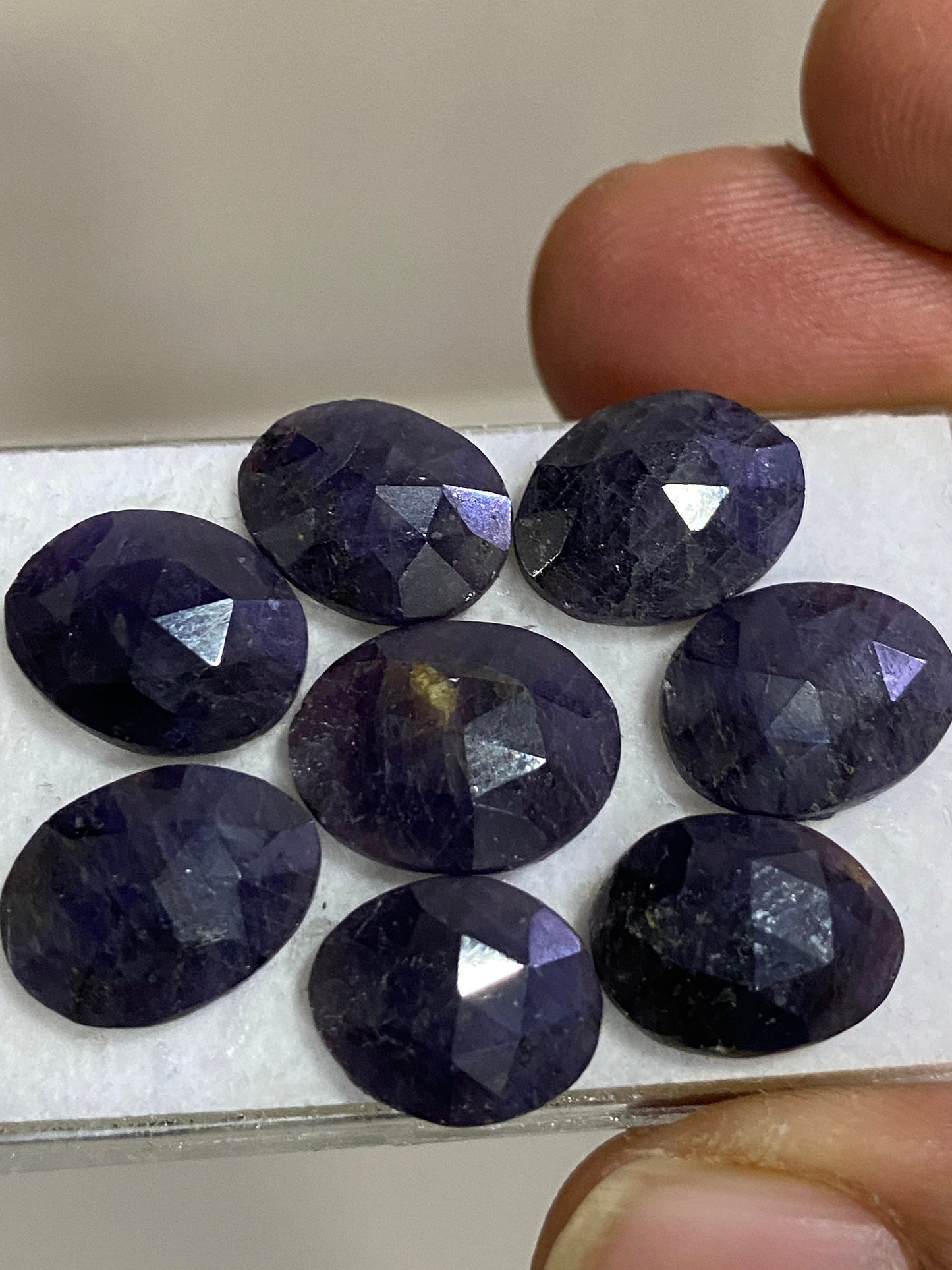 Gorgeous Rare blue purple sapphire rosecut  wt 39 cts pcs 8 size 13x8-14x9mm blue sapphire stepcut hexagon flatbacks