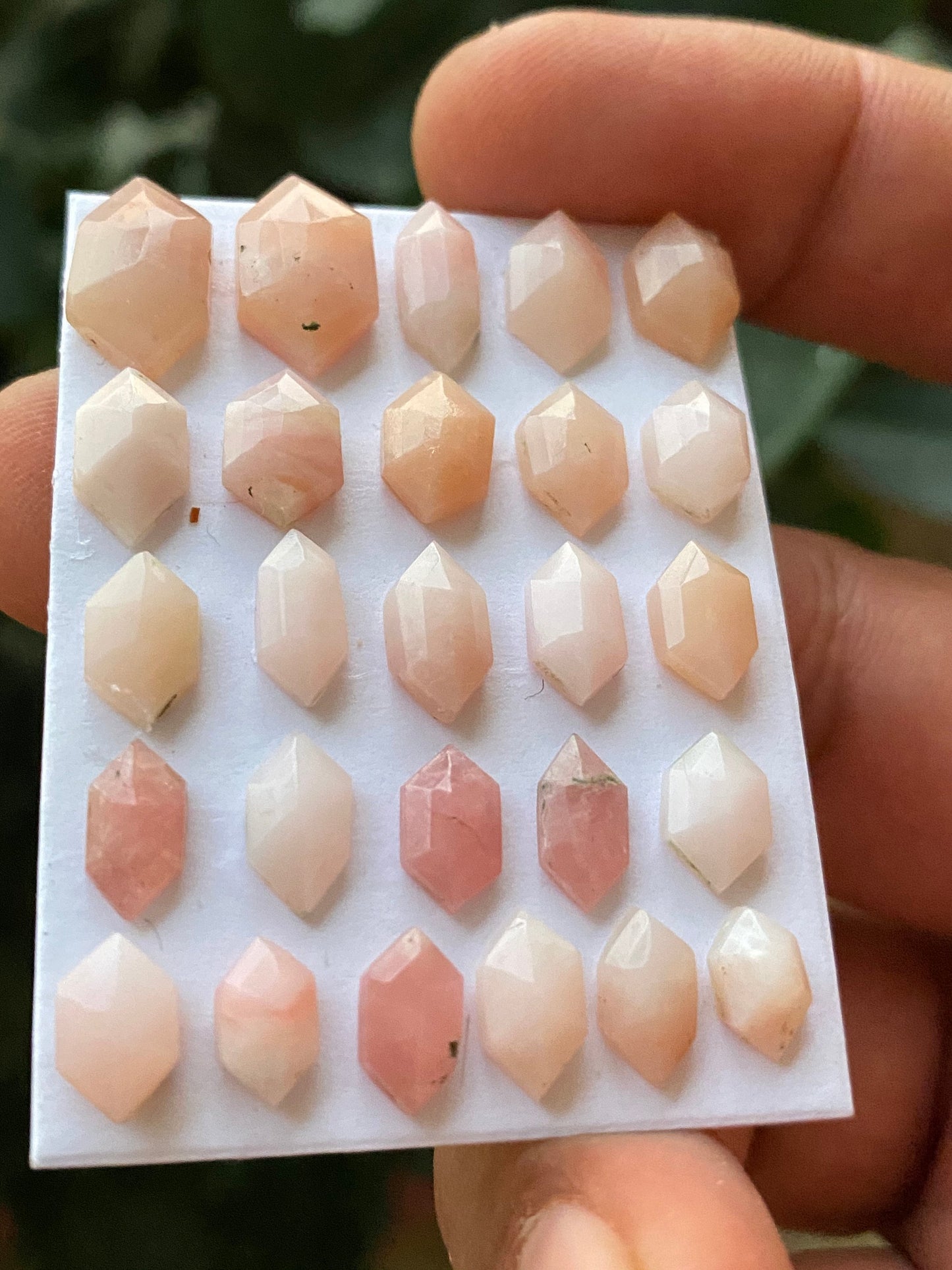 Splendid Rare Pink opal hexagon step cuts weight 47.50 carats  pcs 26 size 7.8x4.7mm-14.3x8mm Pink opal stepcut hexagon flatbacks