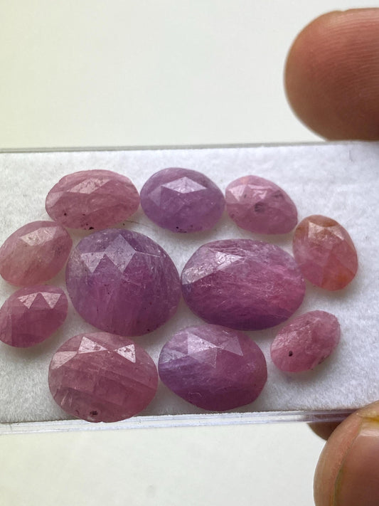 Dazzling very rare ruby pink sapphire rosecut lot  ovalish pcs 11 wt 24 cts size 7.8x5.8-13x9.6mm unheated untreated mozambique ruby rosecut