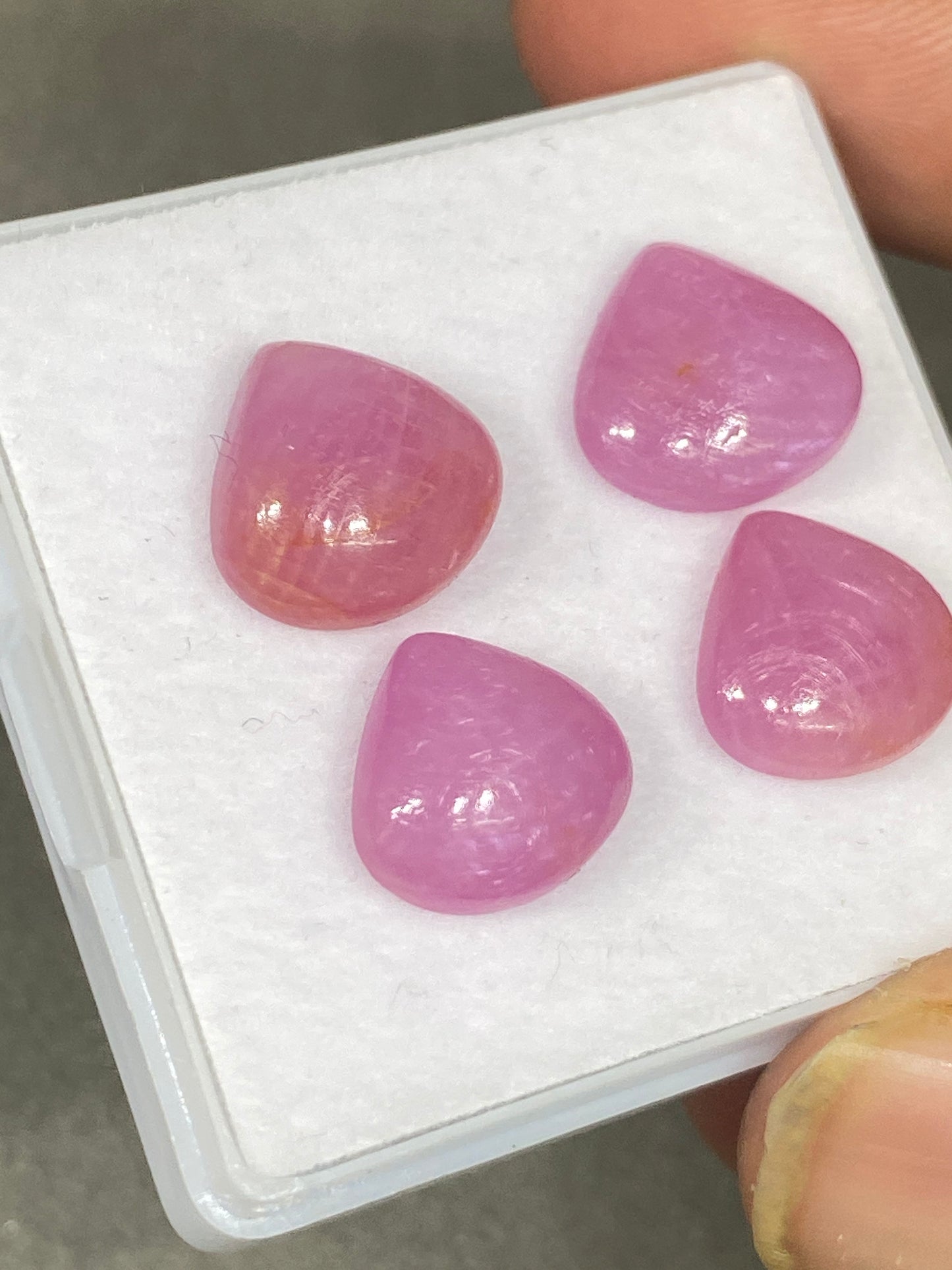 Rare pink sapphire heart shape cabochons pcs 4 wt 27 cts size 12x11-13x12mm natural unheated untreated sapphire pink sapphire earring supply