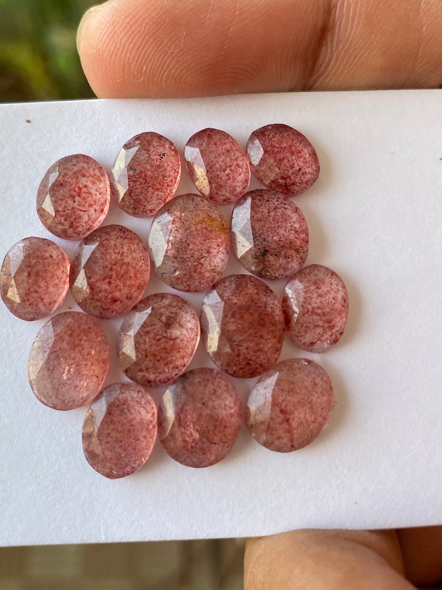 Ravishing Strawberry quartz rosecut wt 36 cts pcs 15 size 9.2x7.5mm-11.8x9.7mm pink strawberry quartz rosecut gems rings pendants supply