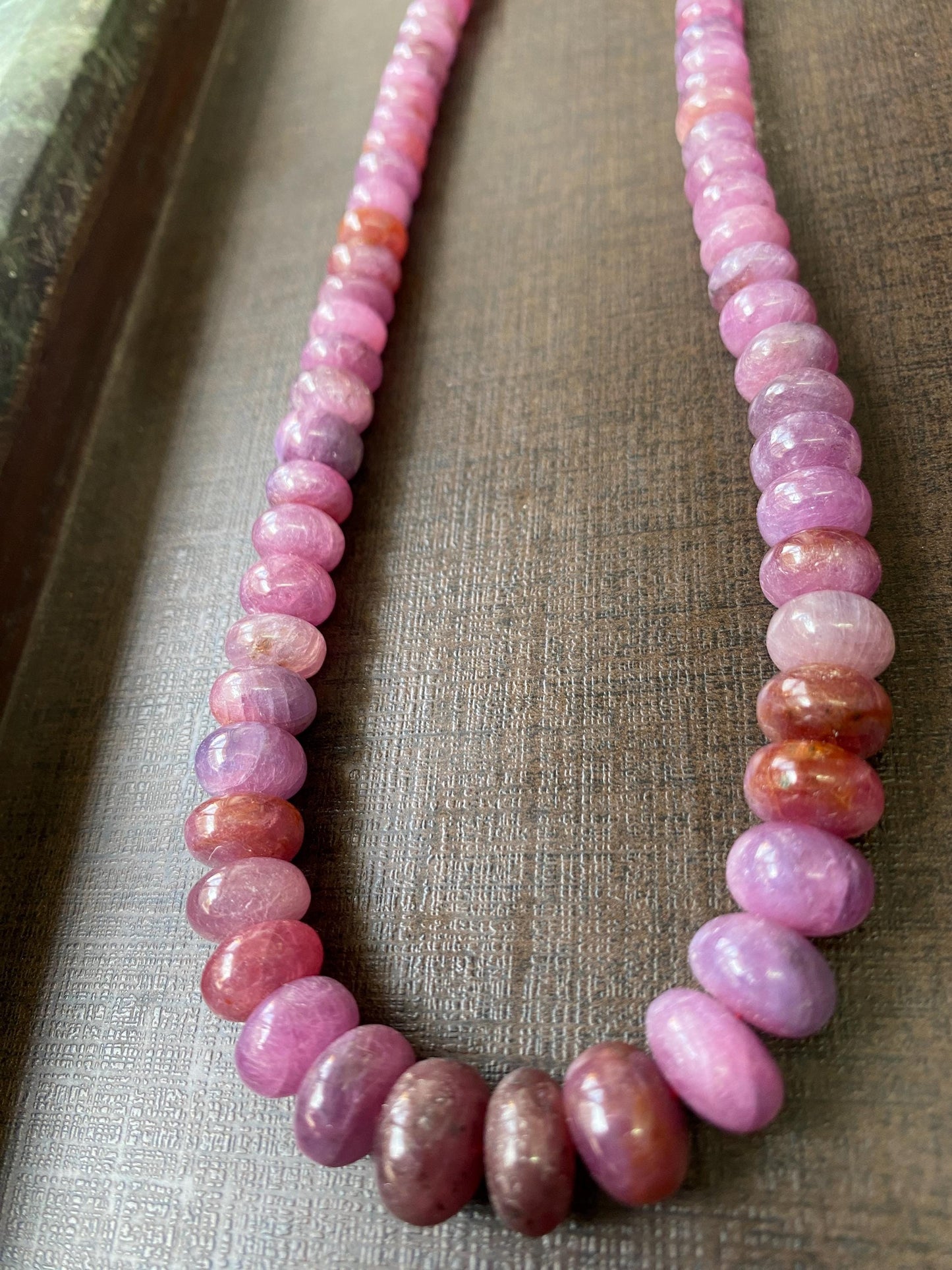 Very Rare beautiful Pink Sapphire smooth polished beads necklace 15 inches wt 446 carats size 7.9-11.4mm Natural Pink Sapphire beads