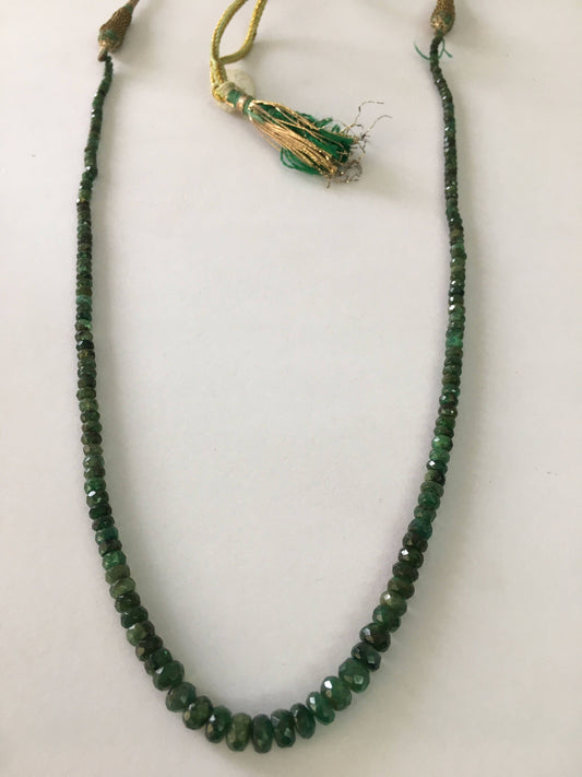 Elegant Dark green  Emerald faceted beads rare necklace 3mm to 6mm faceted emerald beads necklace weight 57.83 length 16 Inches