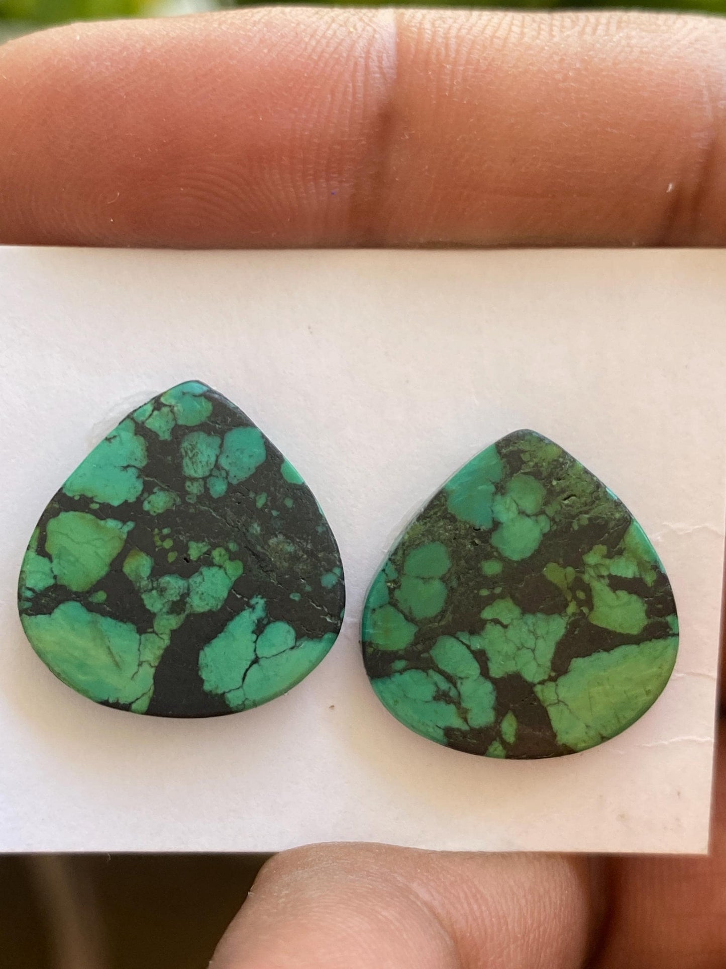 Turquoise pair big natural hubei mines stunning pattern  smooth turquoise pcs 2 wt 17.40 carats big size 20x19mm turquoise earrings supply