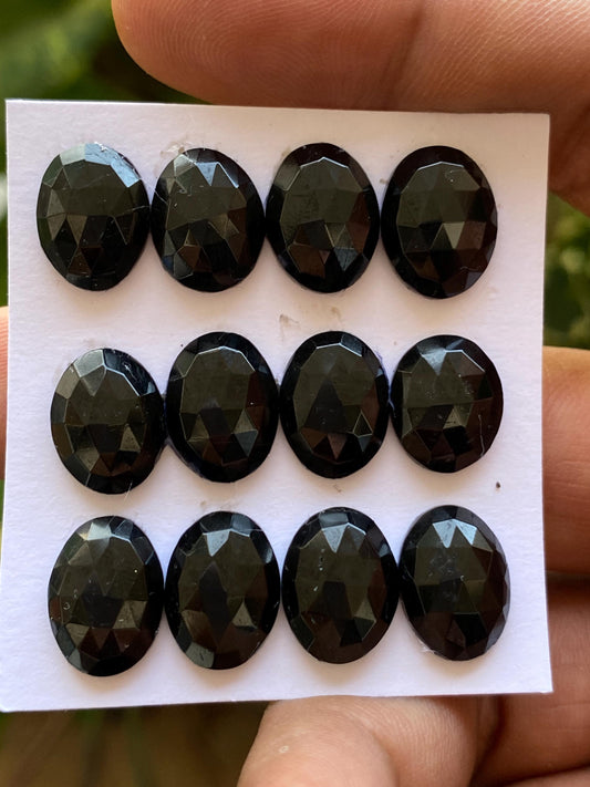 Stunning rare  Black tourmaline rosecut wholesale lot weight 64 cts pcs 12 size 13x10-14x11mm rosecut black tourmaline ovalish oval rosecut