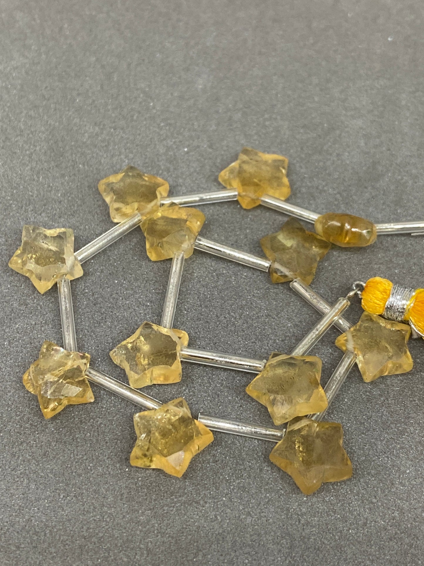 Lovely  rare citrine faceted star shape briolette strand length 8.5 inches wt 42 cts approx size 11x10mm-10x9mm Citrine star briolette