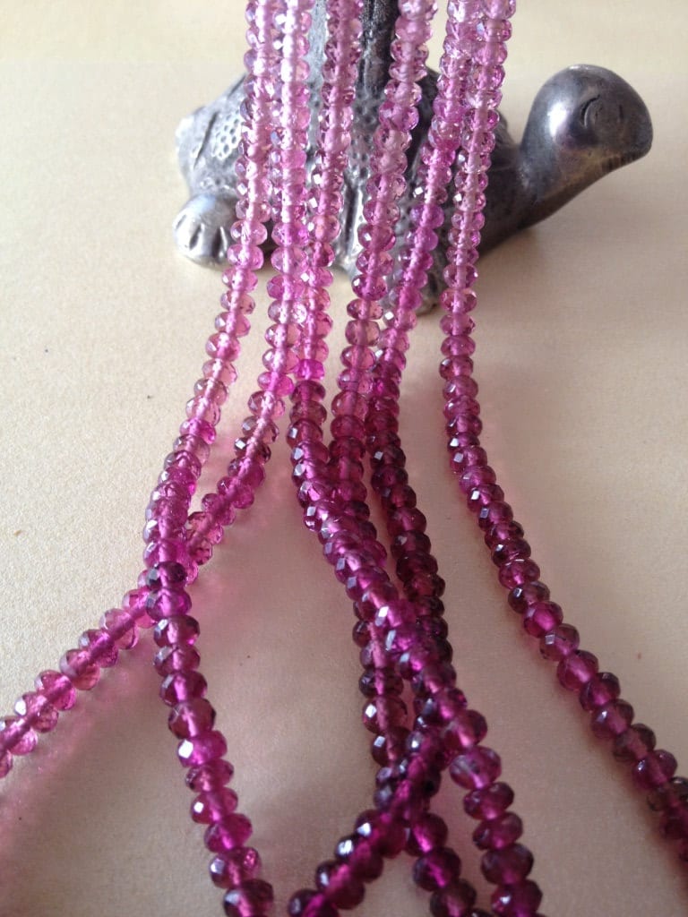 Pink Tourmaline beads rubellite beads AAA Super fine quality Pink tourmaline beads Natural wt 181 carats 3.5m-4.5mm 3 strands 18 inches each